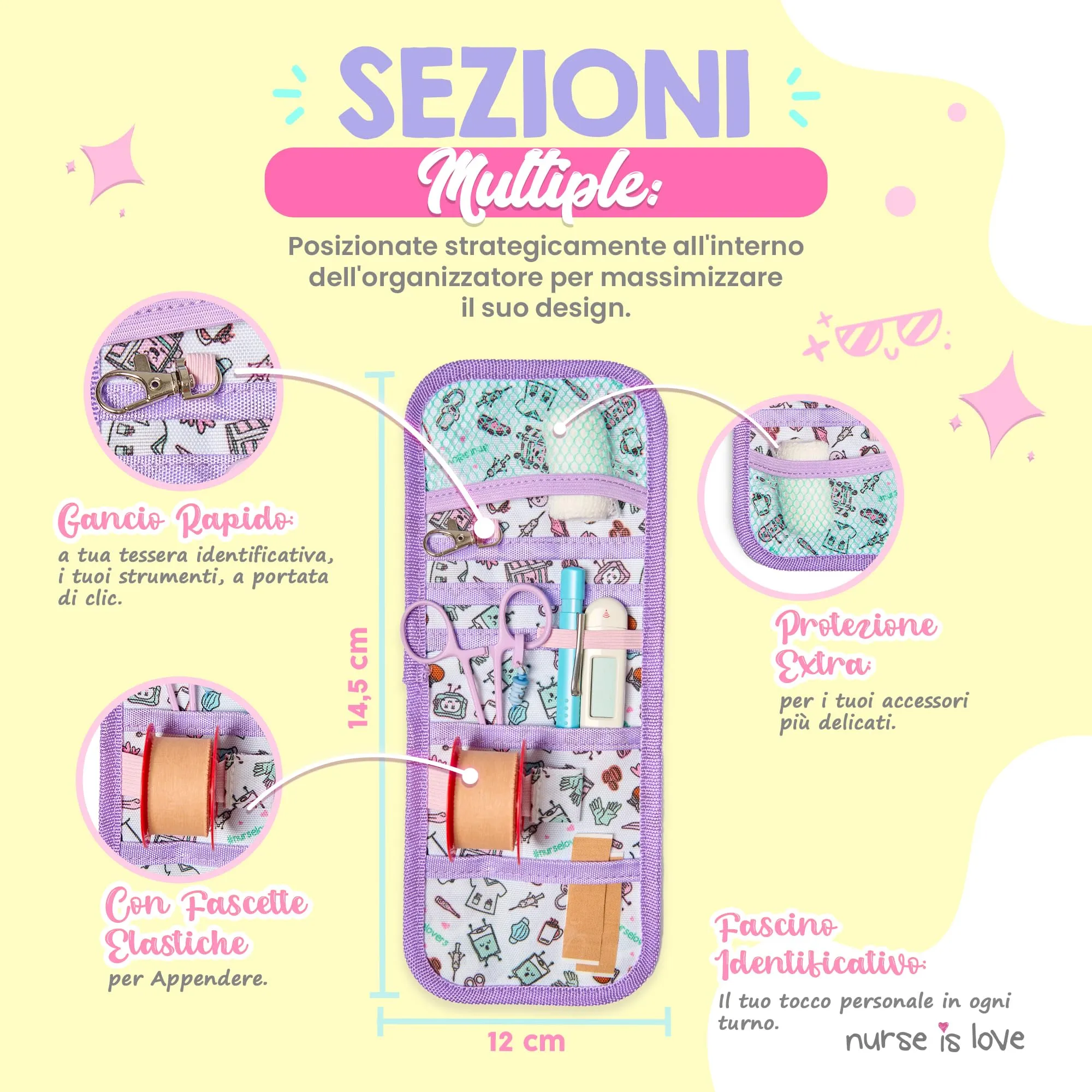 Nurse is Love Organizer da taschino magnetico per divisa sanitaria - immagine 3
