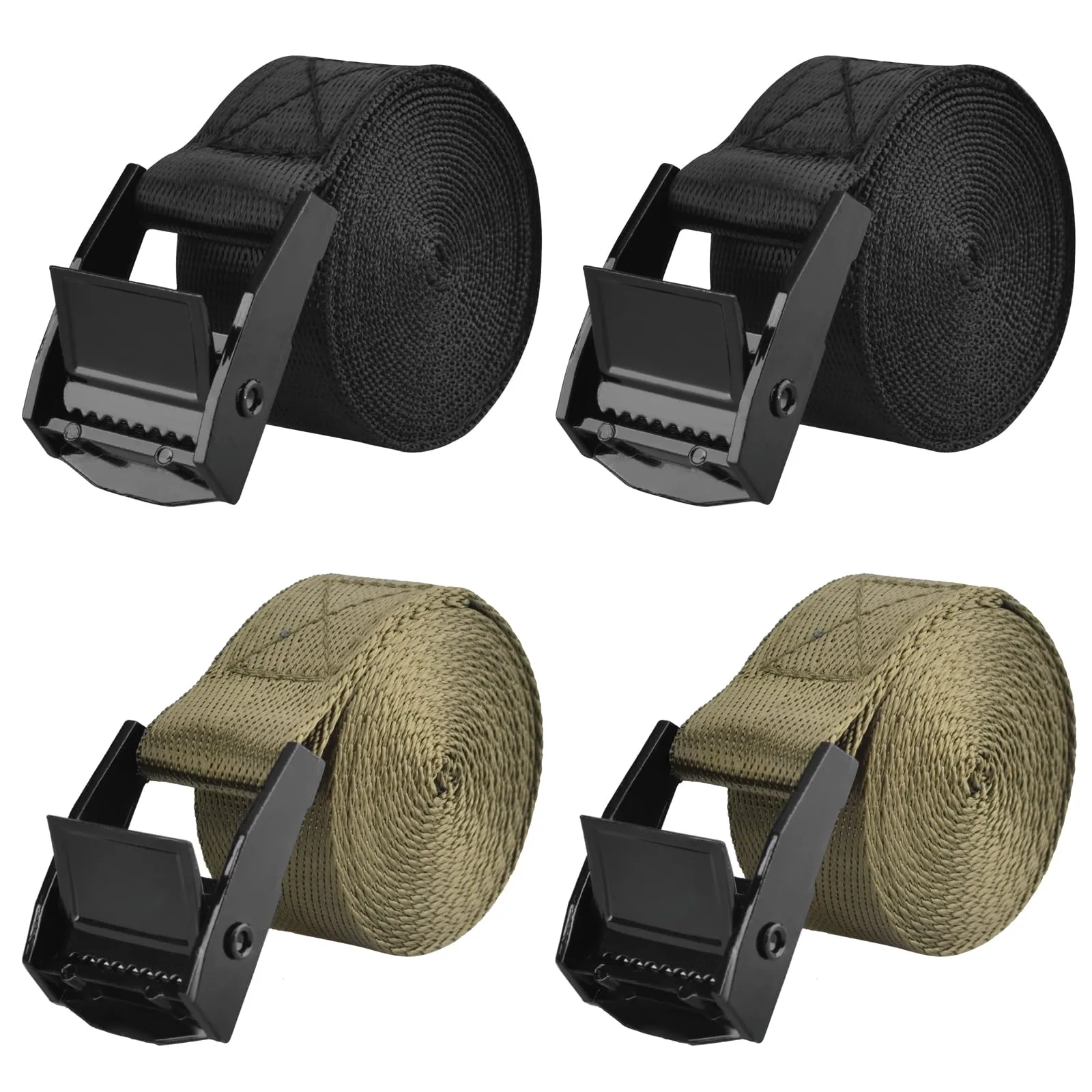 TRIWONDER Cinghia di ancoraggio 25 mm, nero e verde, 4 pezzi, 1,5 m - immagine 1