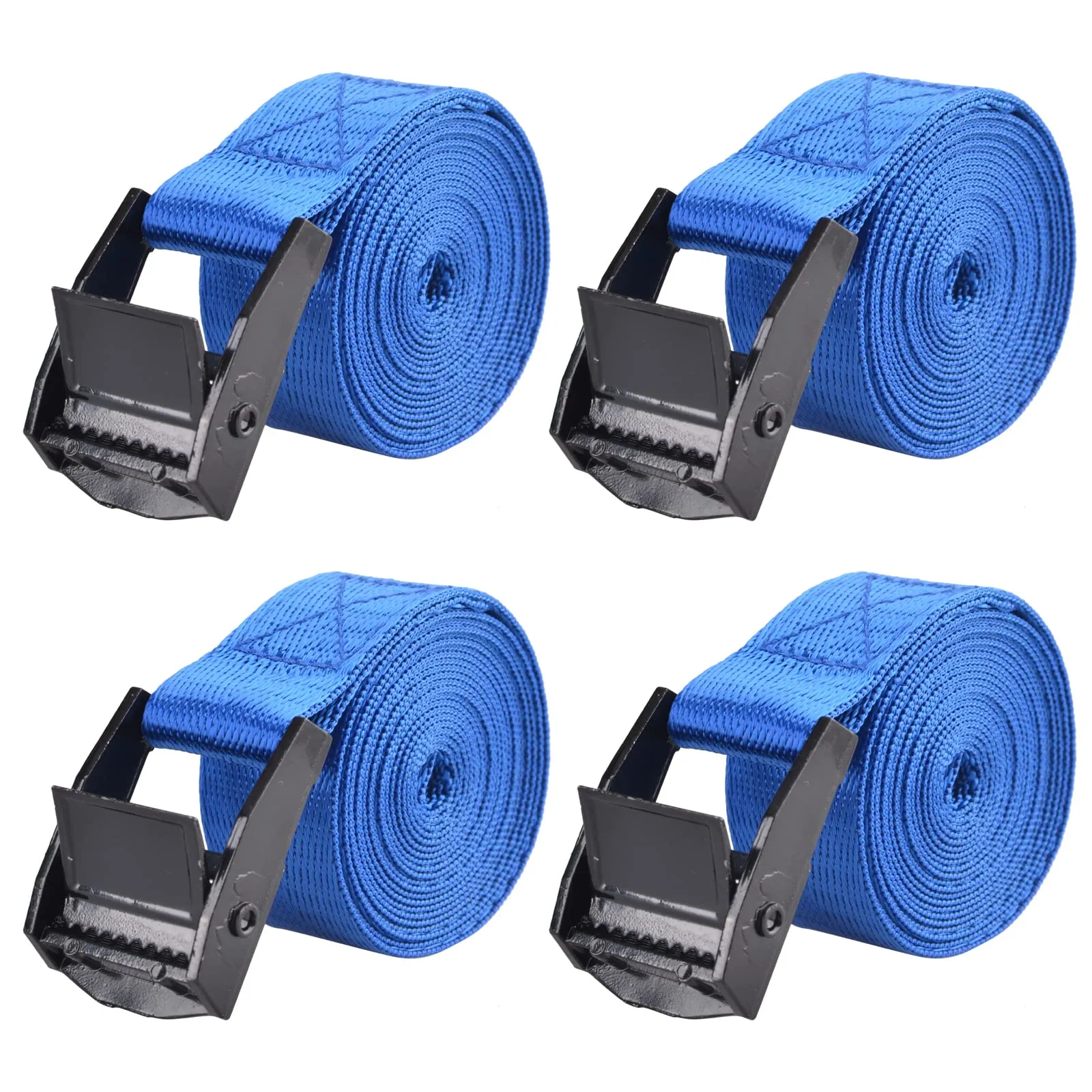 TRIWONDER Fasce di fissaggio in nylon con fibbia a camma, 5 m x 2,5 cm, Blu (4 Pezzi) - immagine 1