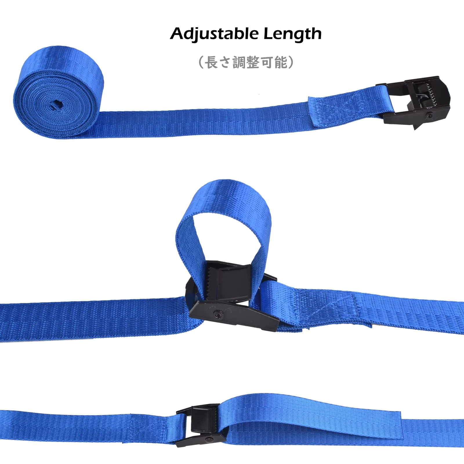 TRIWONDER Fasce di fissaggio in nylon con fibbia a camma, 5 m x 2,5 cm, Blu (4 Pezzi) - immagine 4