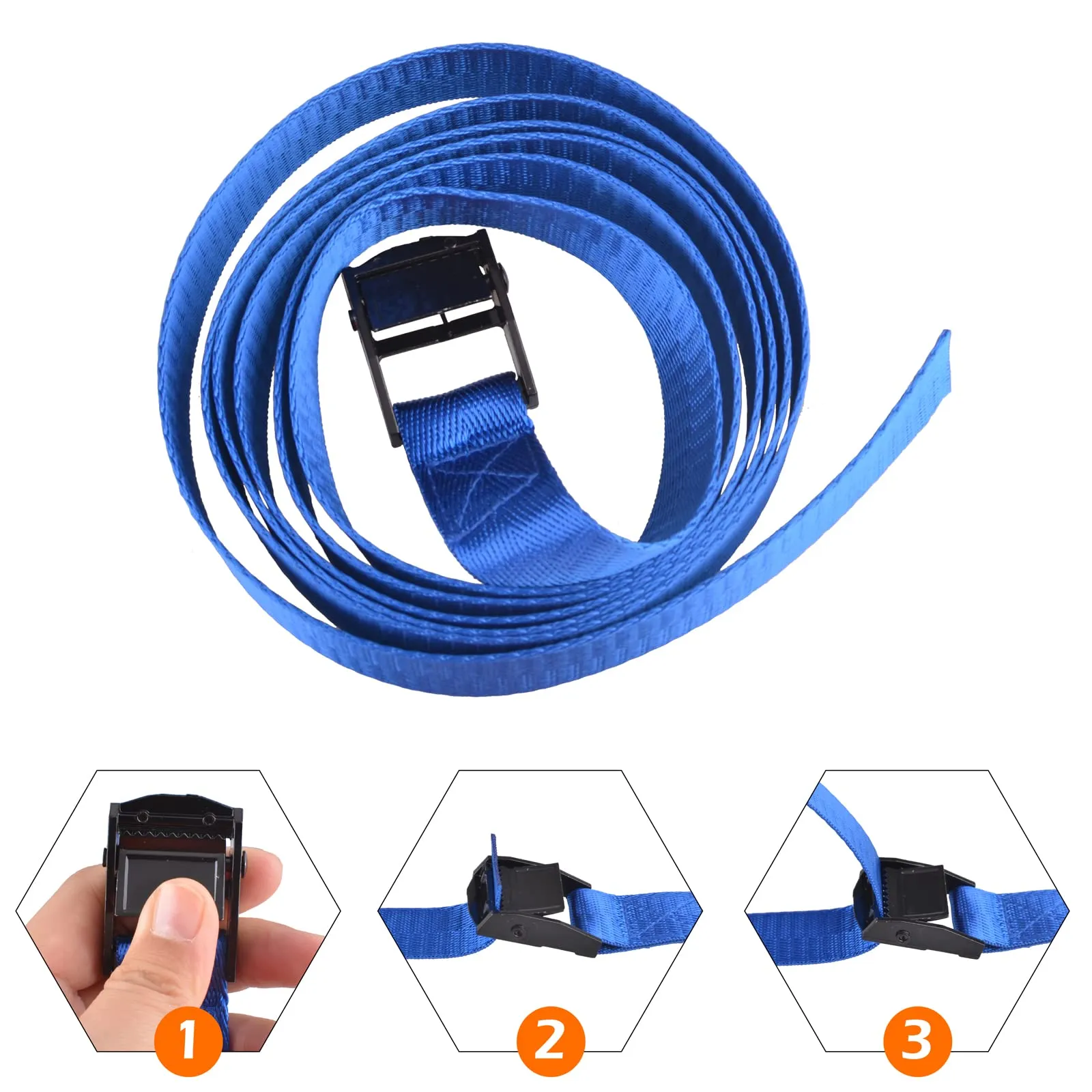 TRIWONDER Fasce di fissaggio in nylon con fibbia a camma, 5 m x 2,5 cm, Blu (4 Pezzi) - immagine 5