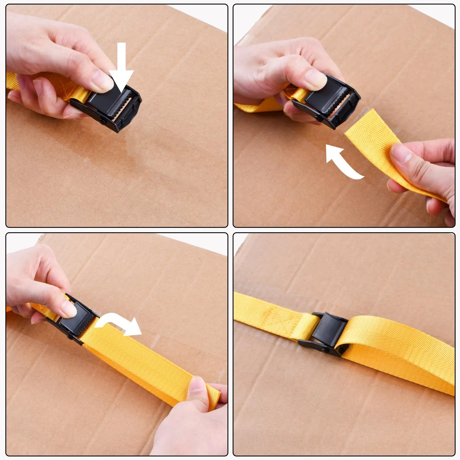 TRIWONDER Cinghia di ancoraggio 25 mm, Giallo, 1,5 m, 4 pezzi - immagine 5