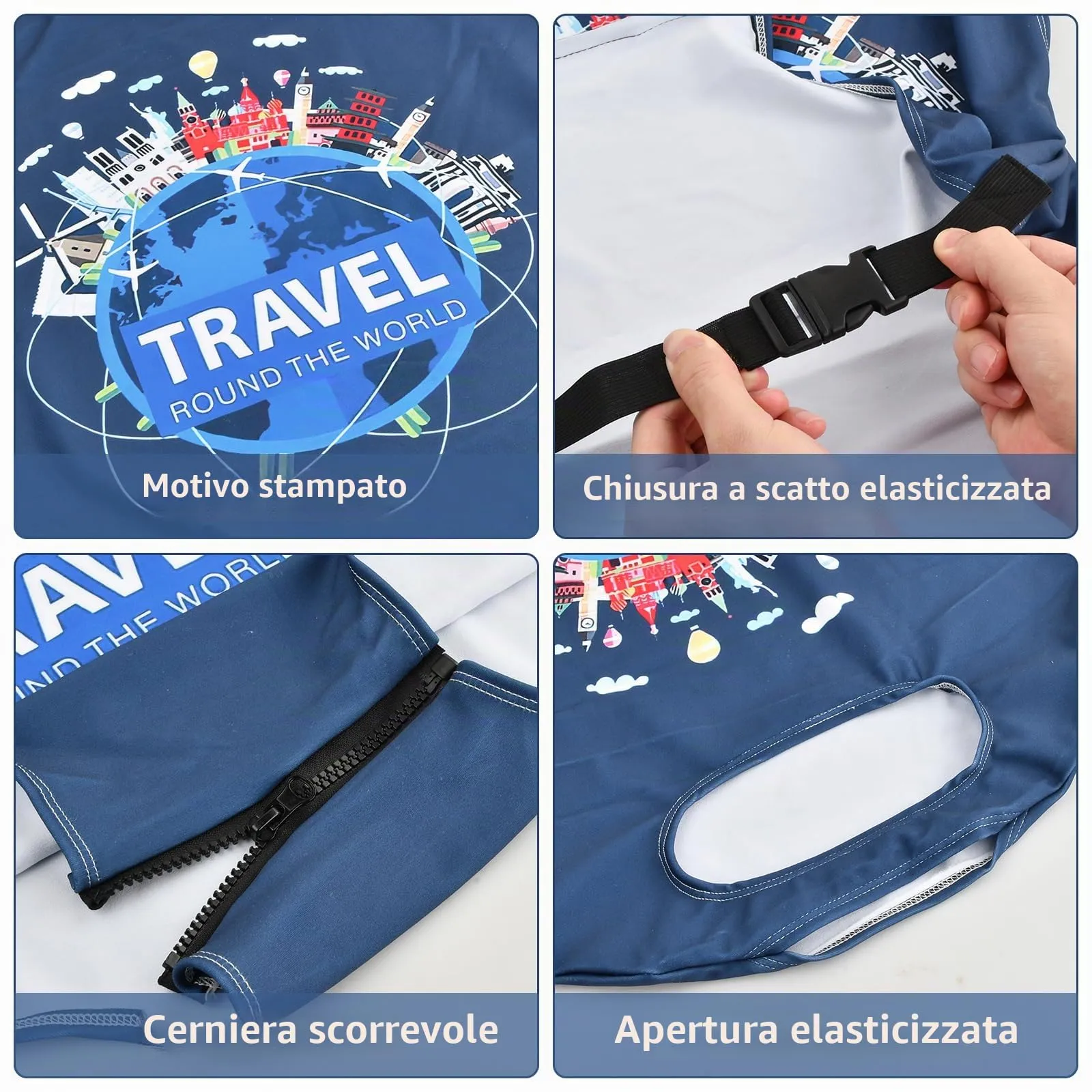 Culinavog Copri Valigia in Poliestere Elastico Antigraffio e Antipolvere, Viaggio, M - immagine 4