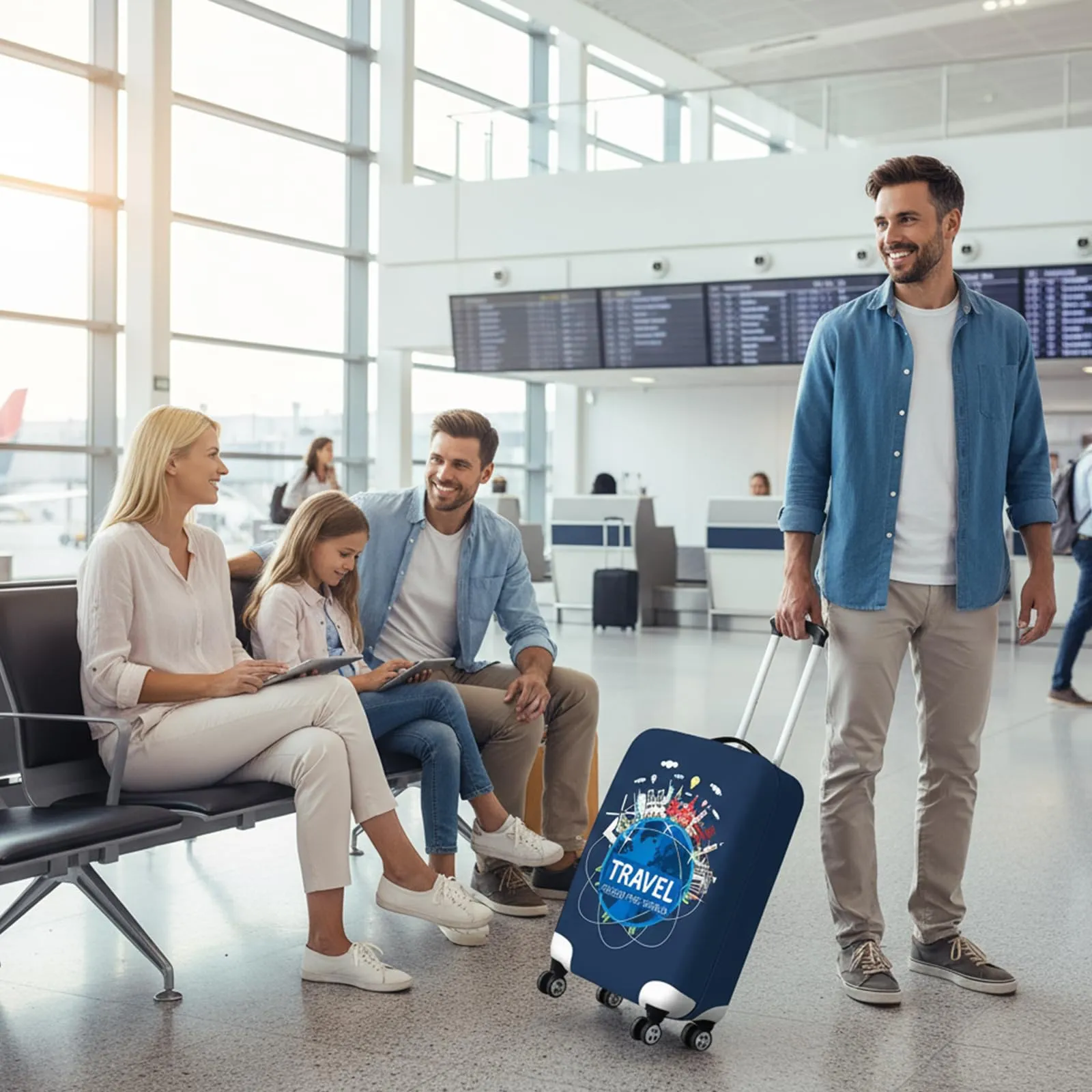 Culinavog Copri Valigia in Poliestere Elastico Antigraffio e Antipolvere, Viaggio, M - immagine 7