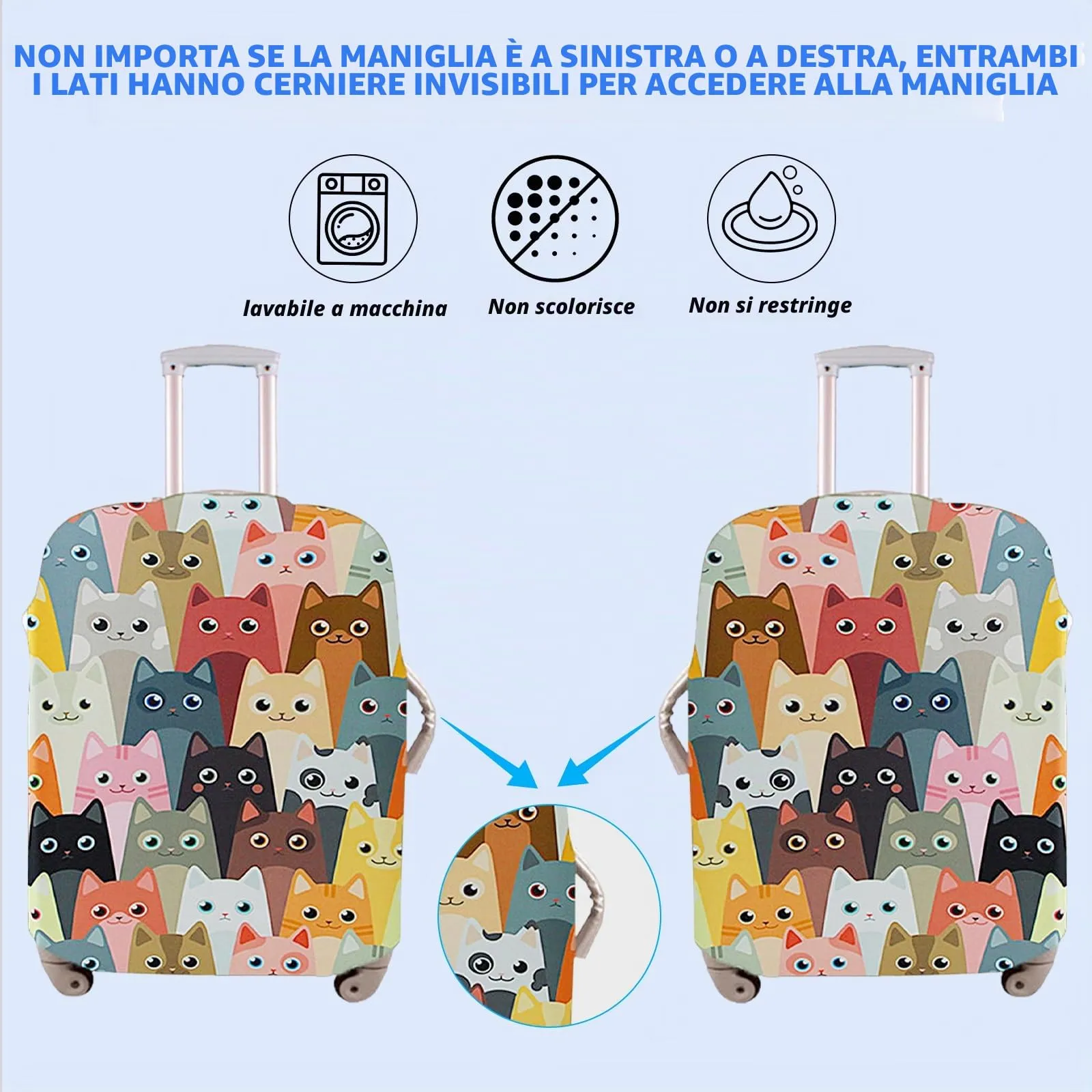 Culinavog Copertura per Valigie in Poliestere Elasticizzato, Antigraffio e Antipolvere, Gatto, XL - immagine 7