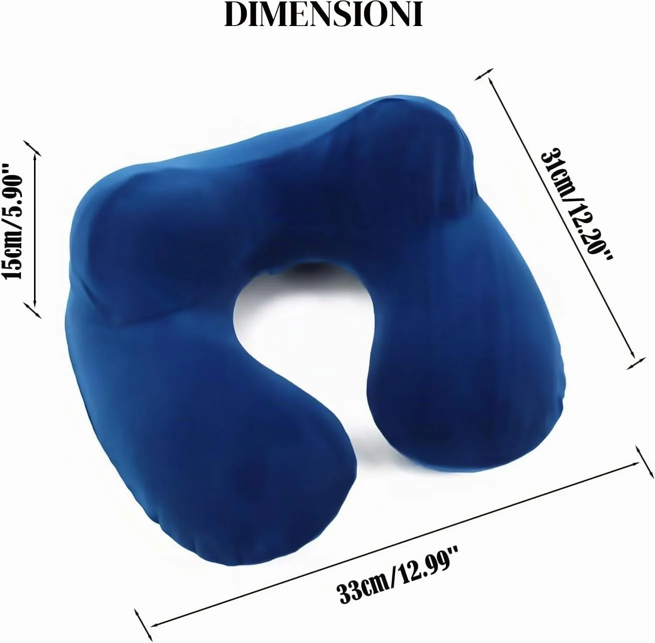 Constefire Cuscino da Viaggio Gonfiabile Ergonomico con Tappi per le Orecchie e Maschera per gli Occhi (2 Pezzi, Blu) - immagine 2
