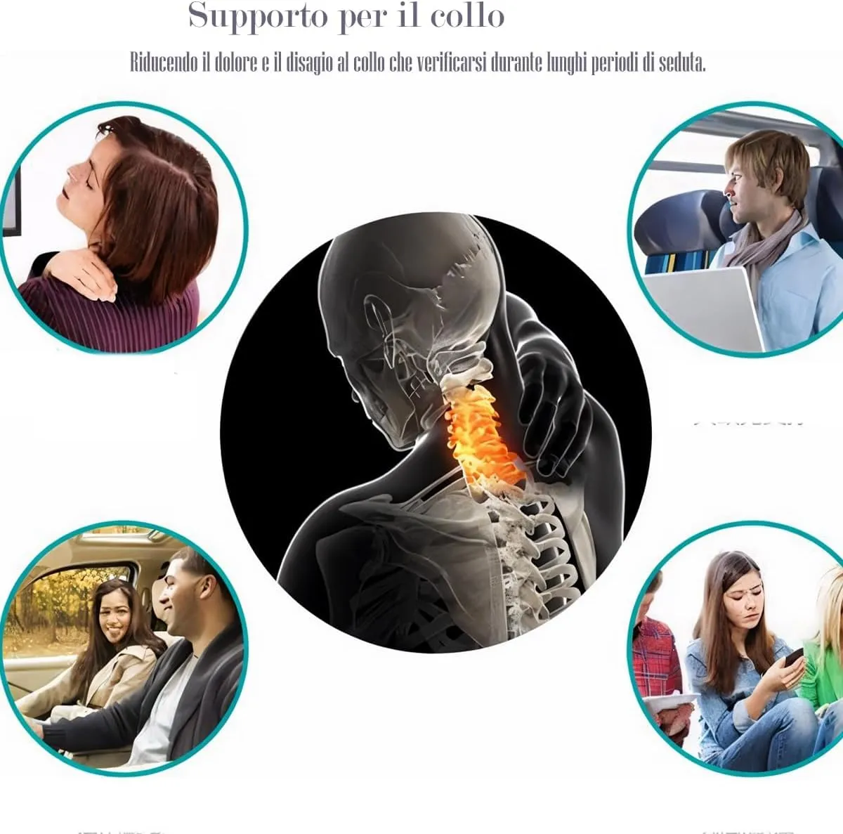 Constefire Cuscino da Viaggio Gonfiabile Ergonomico con Tappi per le Orecchie e Maschera per gli Occhi (2 Pezzi, Blu) - immagine 5