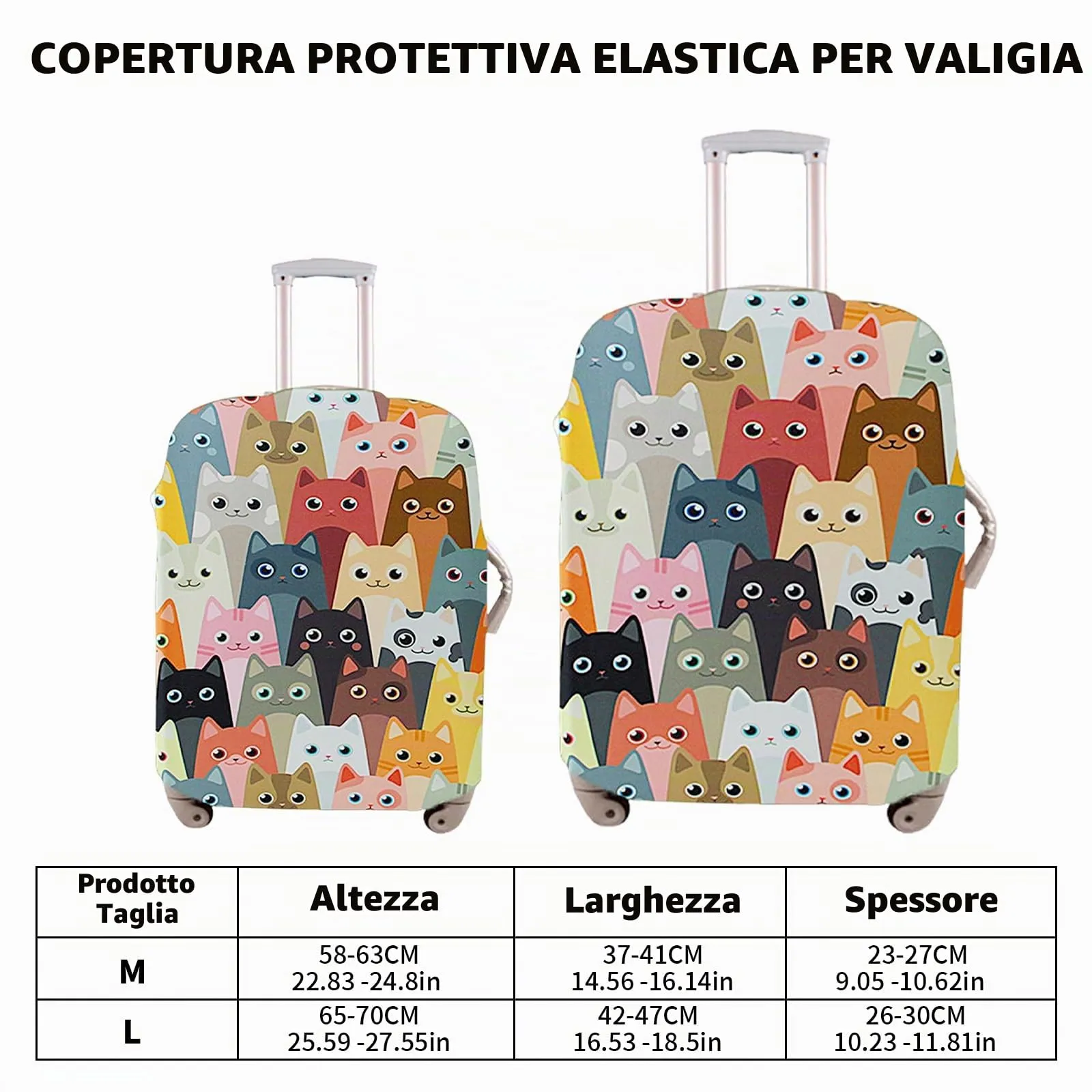 Culinavog Copertura per Valigie in Poliestere Elastico, Antigraffio e Antipolvere, Gatto, L - immagine 5