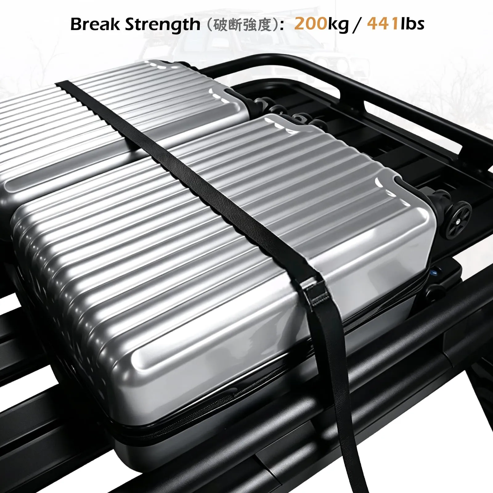 TRIWONDER Cinghia di ancoraggio 25 mm con fibbia a pressatura per moto auto e bagagli, 0,5 m, nero, 2 pezzi - immagine 5