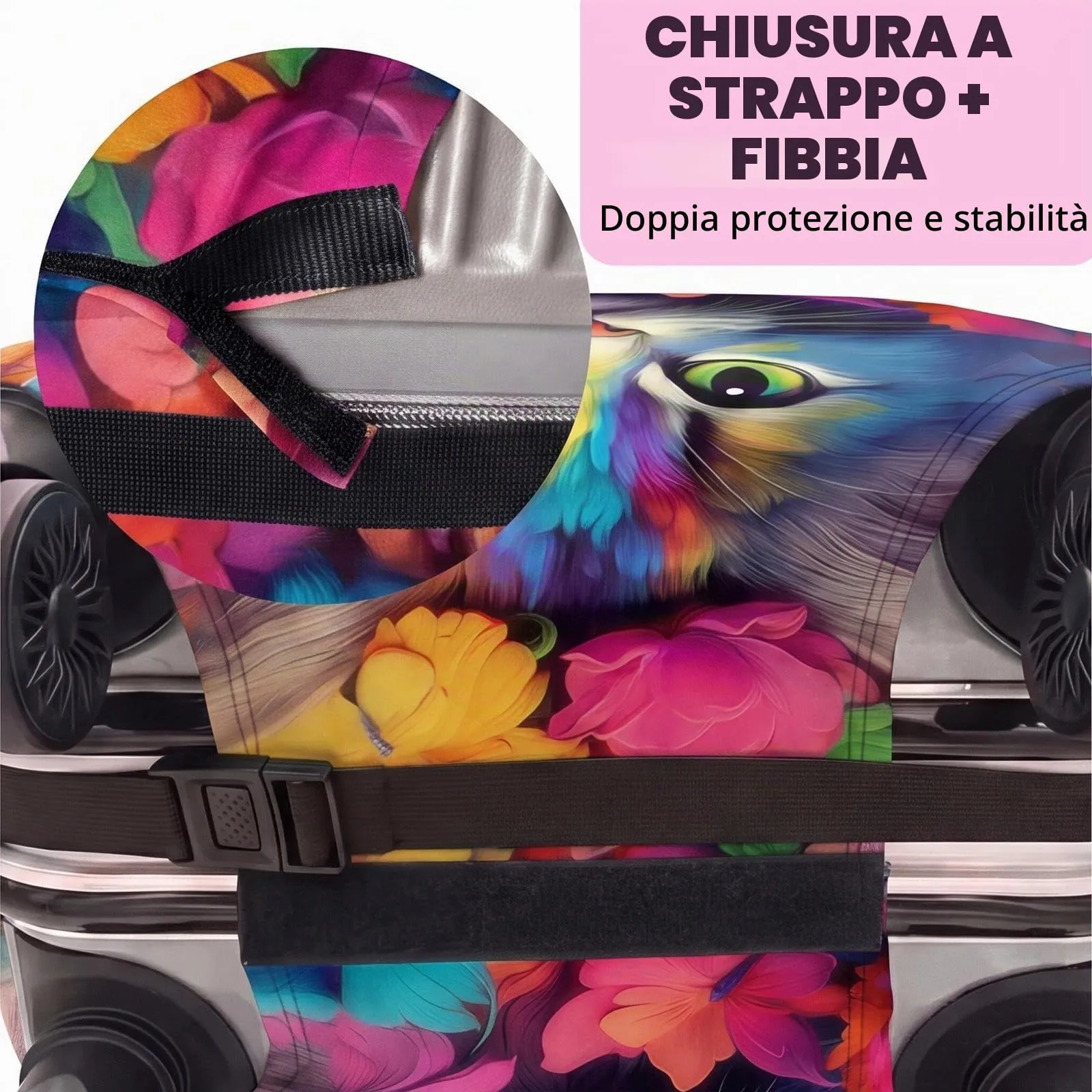 Dexpally Copri Valigia Elastica Riutilizzabile 25-28 Pollici (Gatti Colorati) - immagine 5
