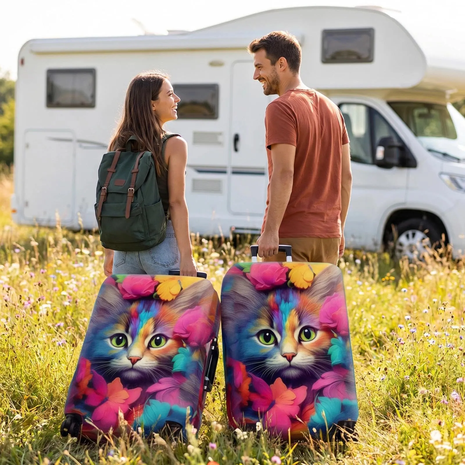 Dexpally Copri Valigia Elastica Riutilizzabile 25-28 Pollici (Gatti Colorati) - immagine 6