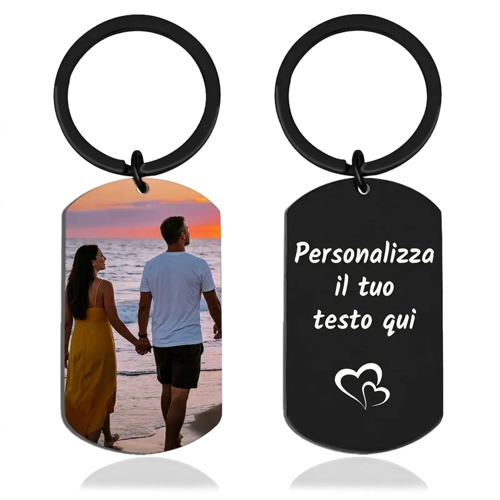 Umitive Portachiavi Foto Personalizzato con Testo Inciso - immagine 1