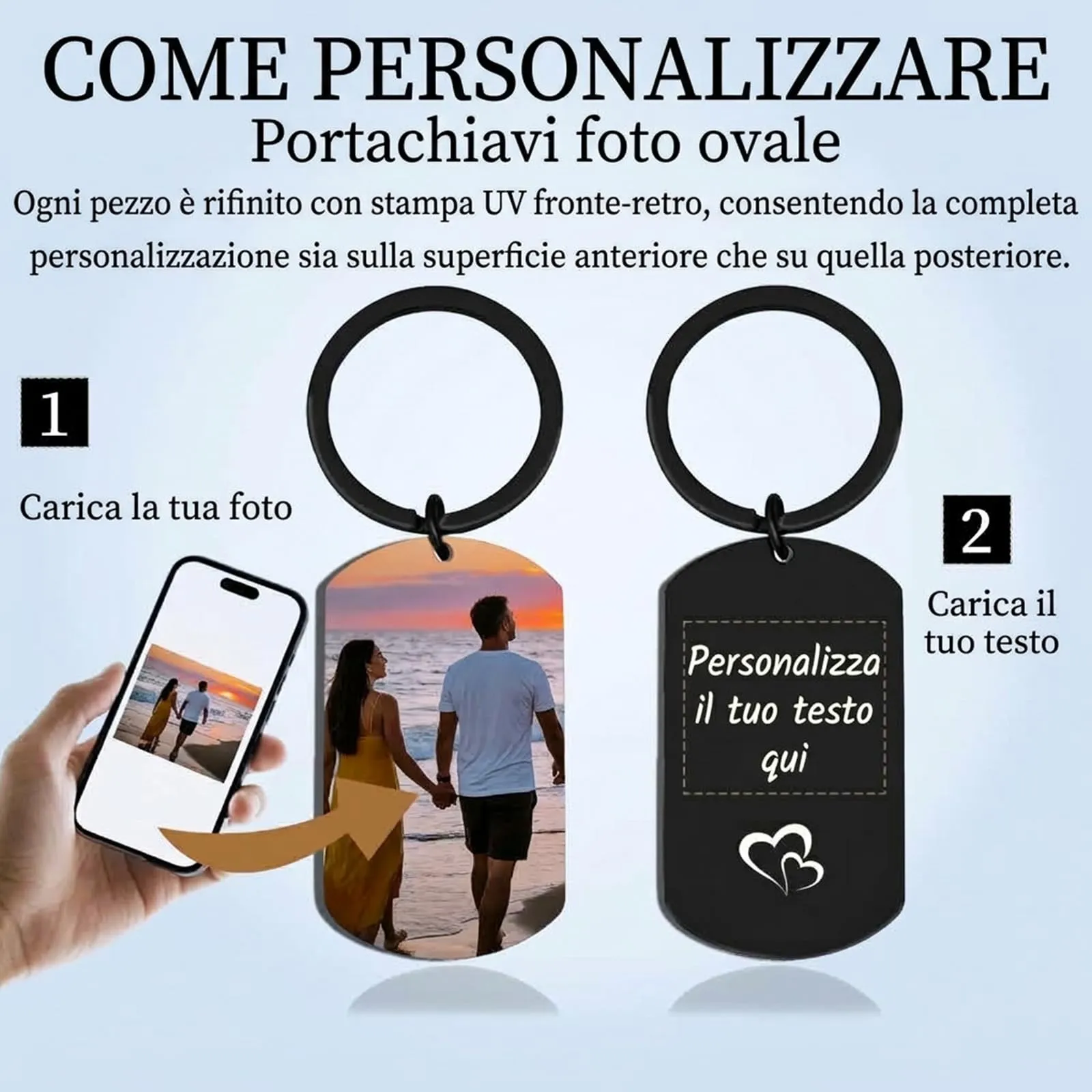 Umitive Portachiavi Foto Personalizzato con Testo Inciso - immagine 2