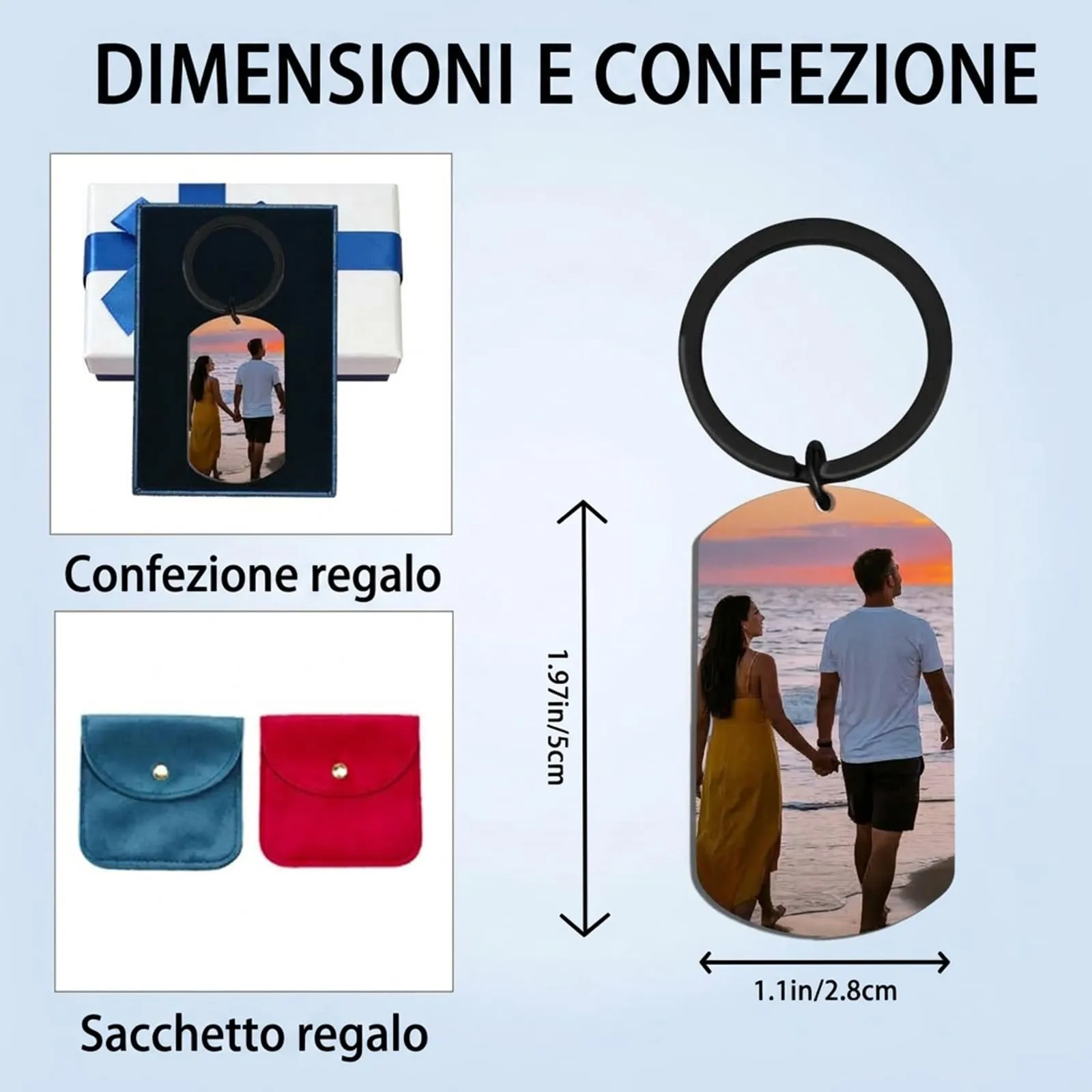 Umitive Portachiavi Foto Personalizzato con Testo Inciso - immagine 4