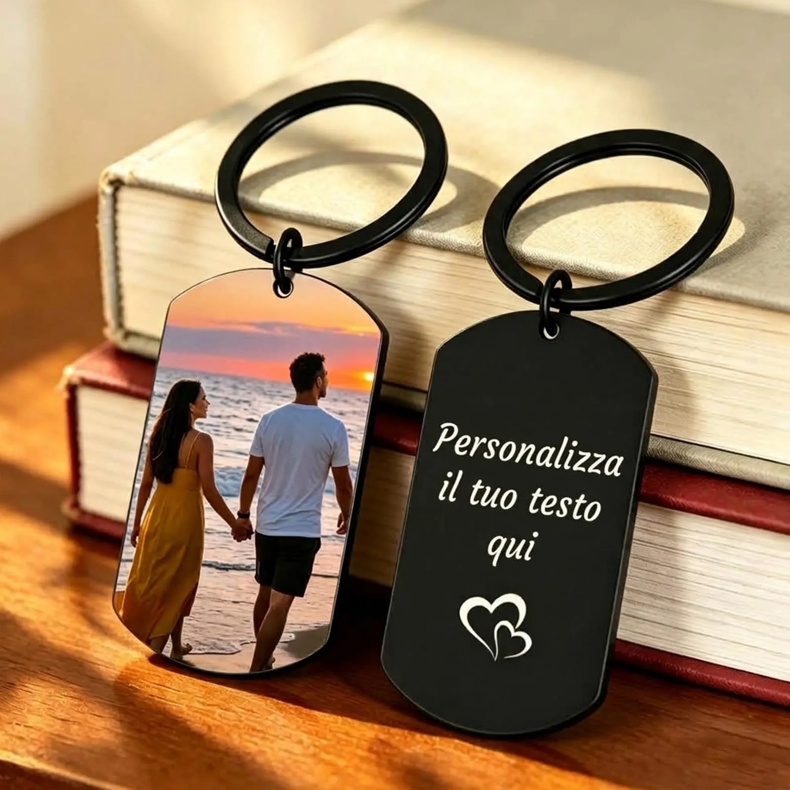 Umitive Portachiavi Foto Personalizzato con Testo Inciso - immagine 5