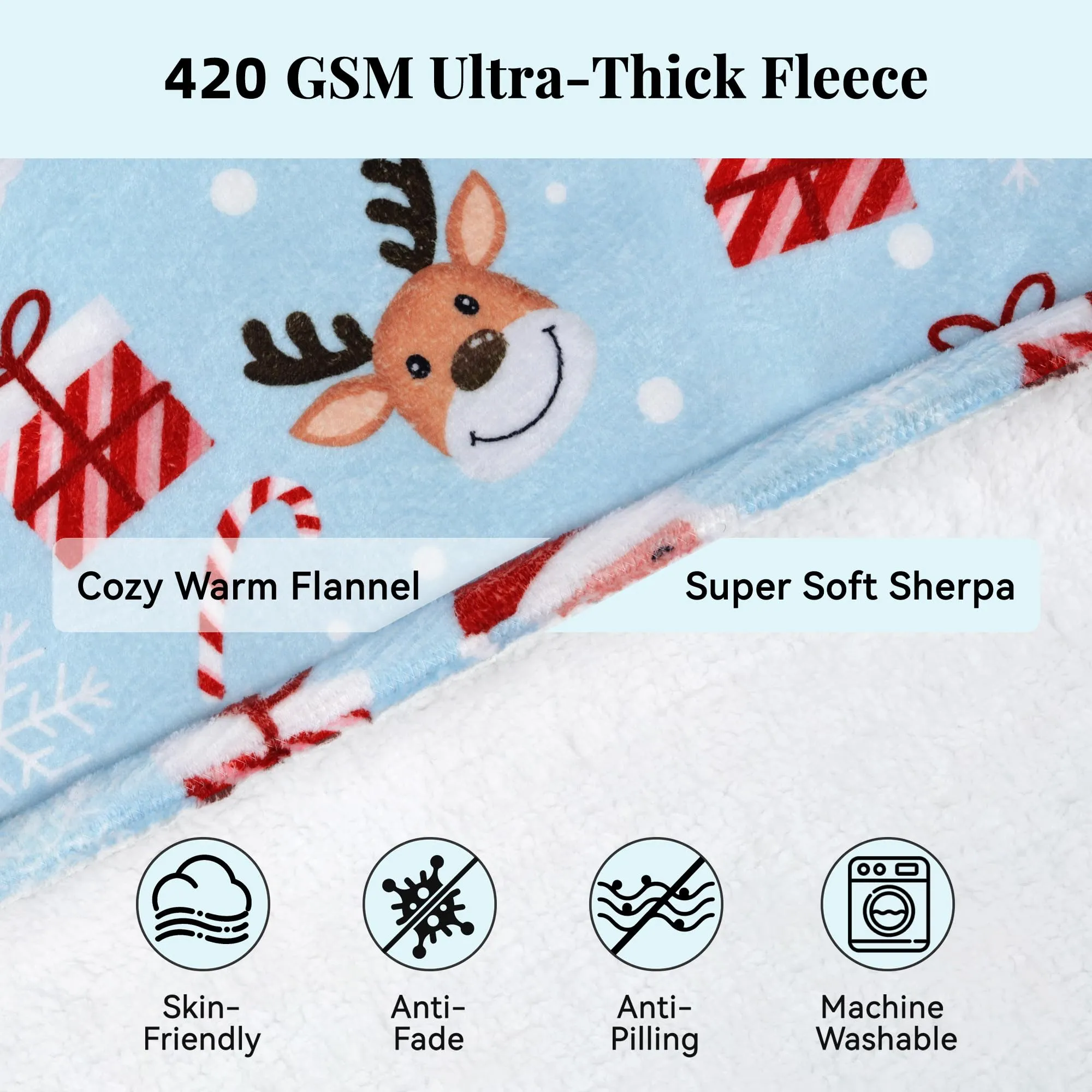 Queenshin Felpa Coperta con Cappuccio Oversize Babbo Natale Unisex - immagine 3