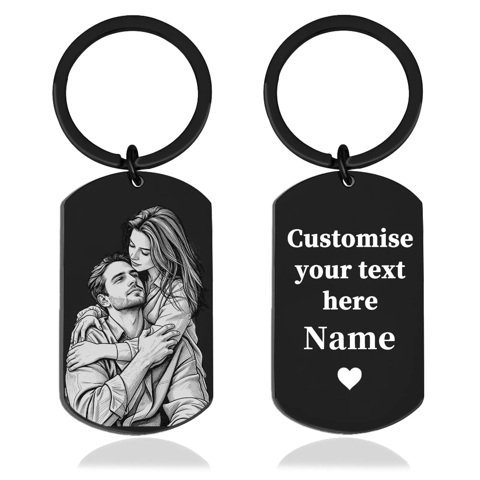Umitive Portachiavi Foto Personalizzato con Testo Inciso, Stile-4 - immagine 1