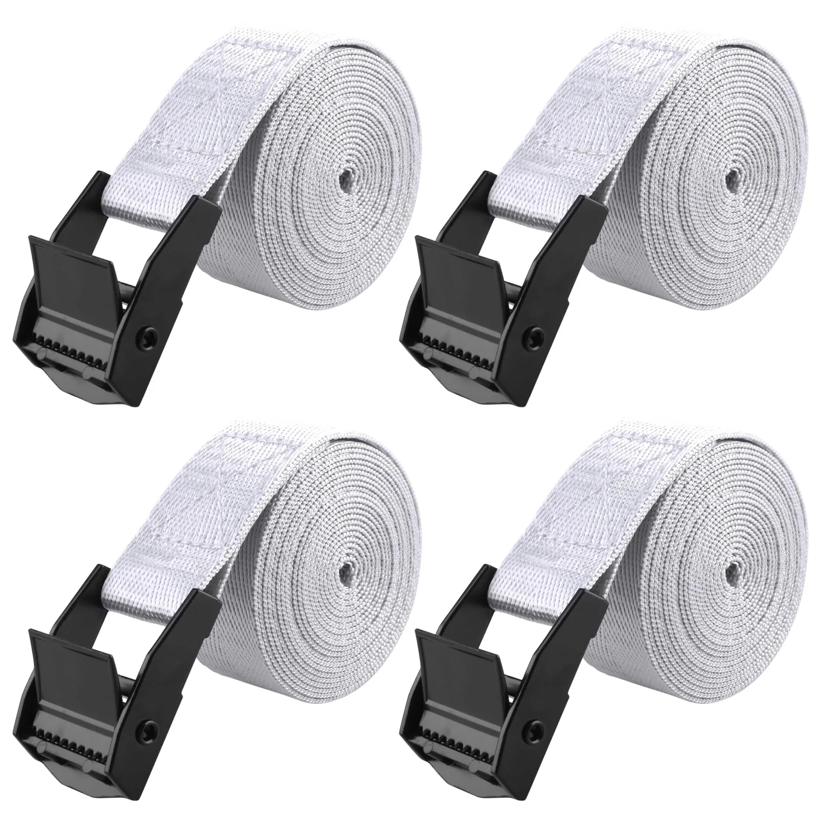 TRIWONDER Cinghia di tensione, 25 mm, 200 kg, regolabile, antiruggine, grigio, 4 pezzi, 5 m - immagine 1