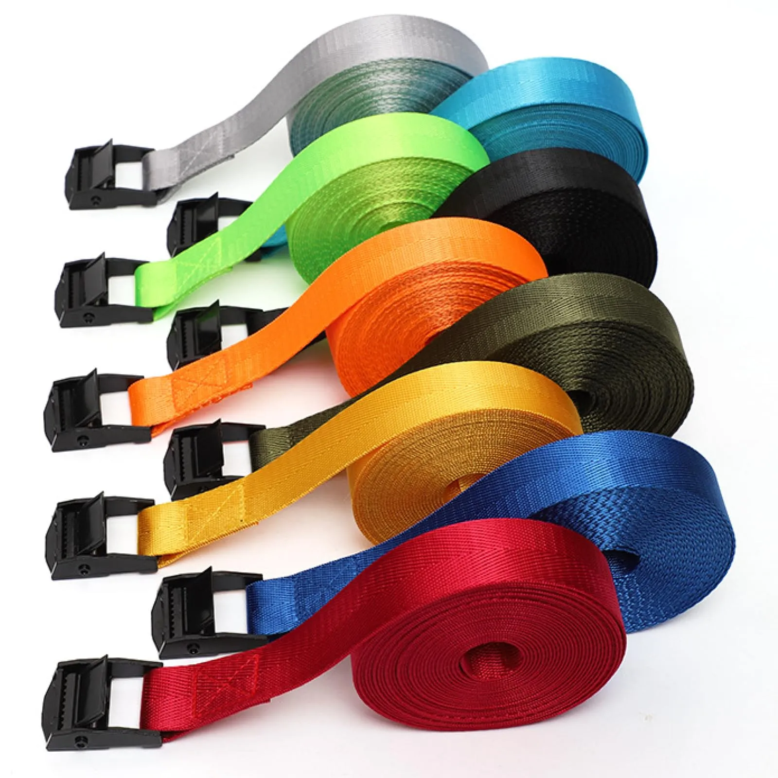 TRIWONDER Cinghia di tensione, 25 mm, portata 200 kg, regolabile, antiruggine, giallo, 4 pezzi, 3 m - immagine 7