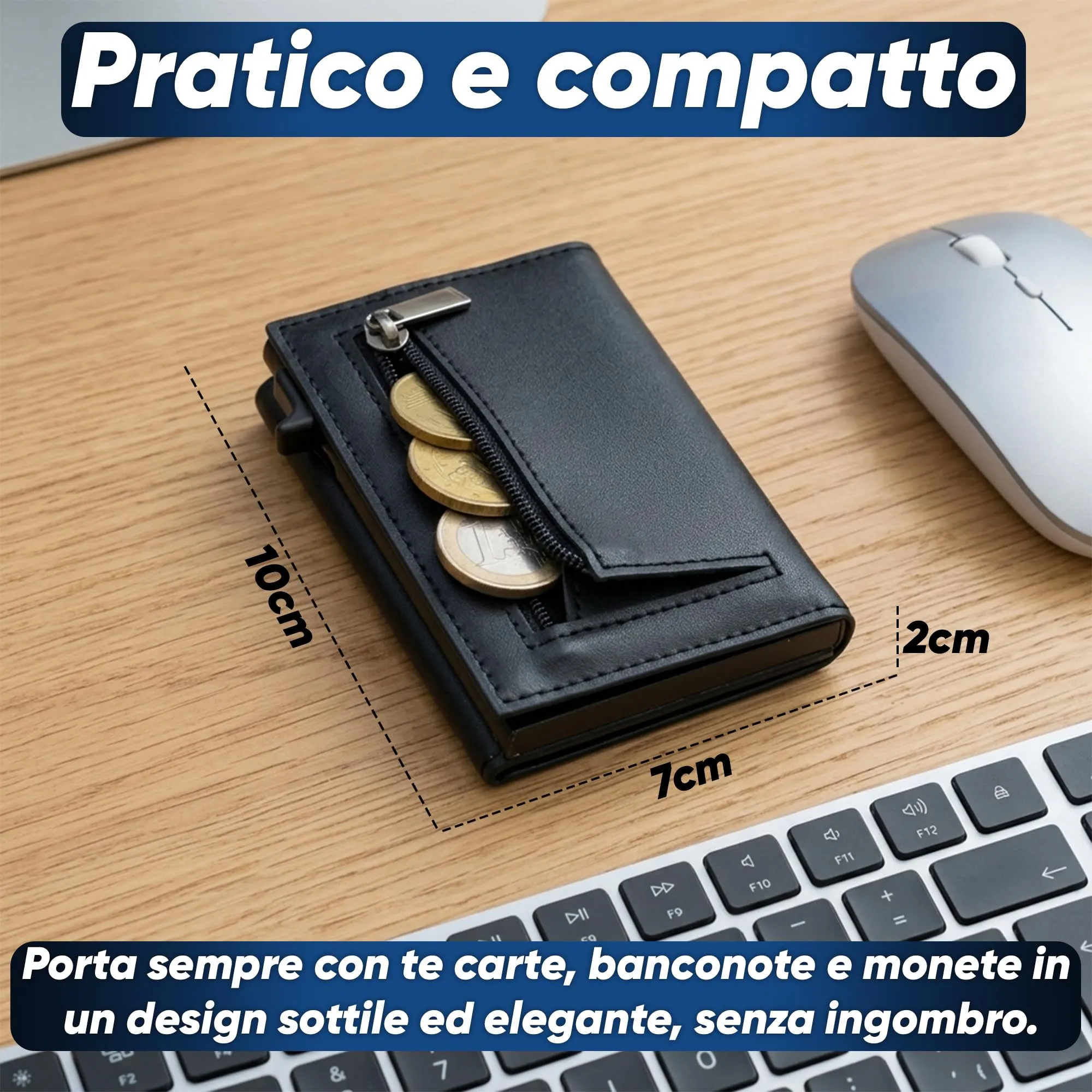 DIADEMY Portafoglio Uomo Slim in Microfibra, Porta Carte di Credito RFID/NFC - immagine 2