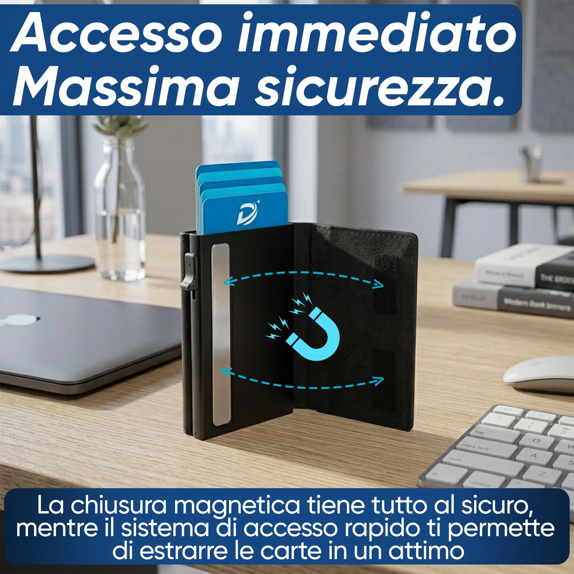 DIADEMY Portafoglio Uomo Slim in Microfibra, Porta Carte di Credito RFID/NFC - immagine 3