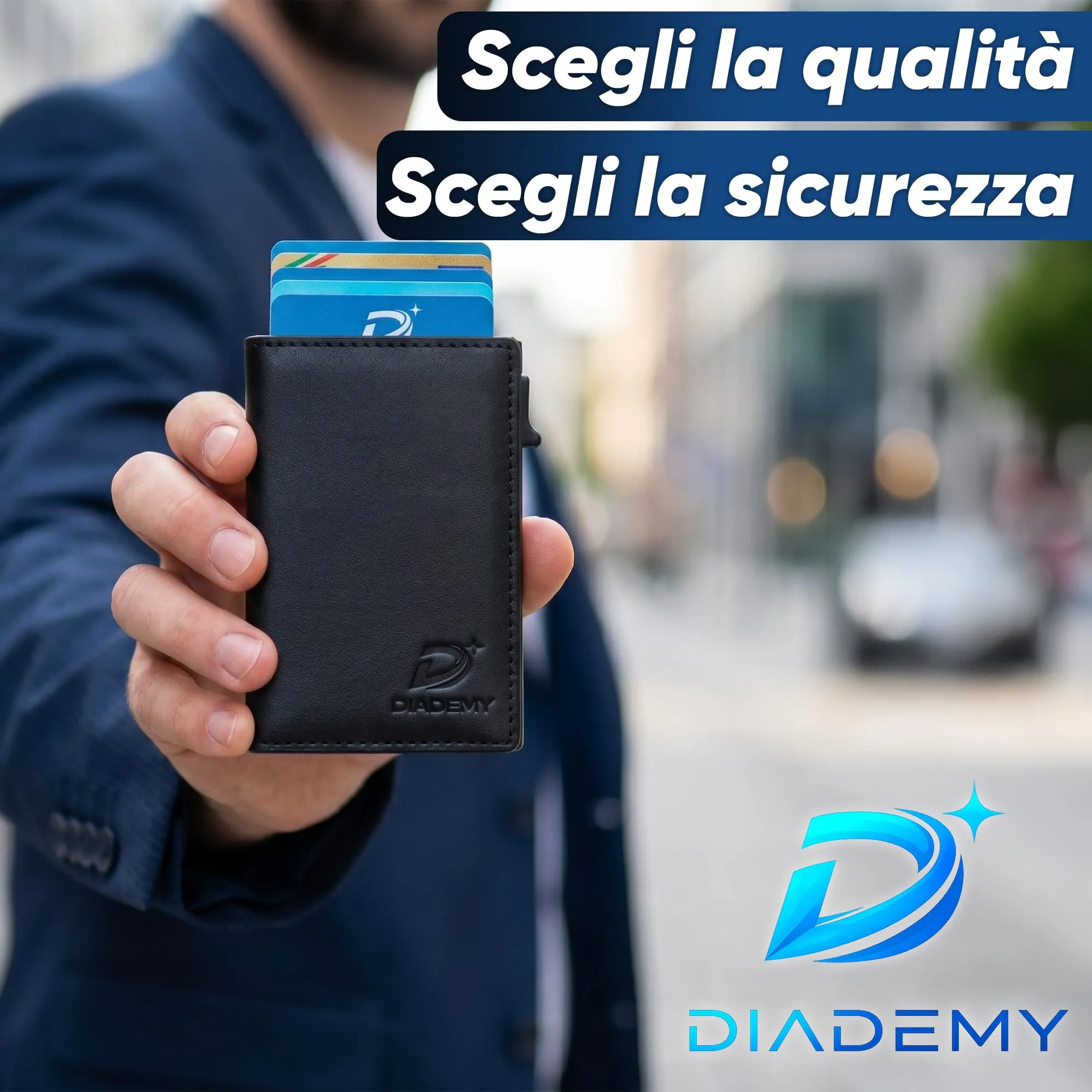 DIADEMY Portafoglio Uomo Slim in Microfibra, Porta Carte di Credito RFID/NFC - immagine 7