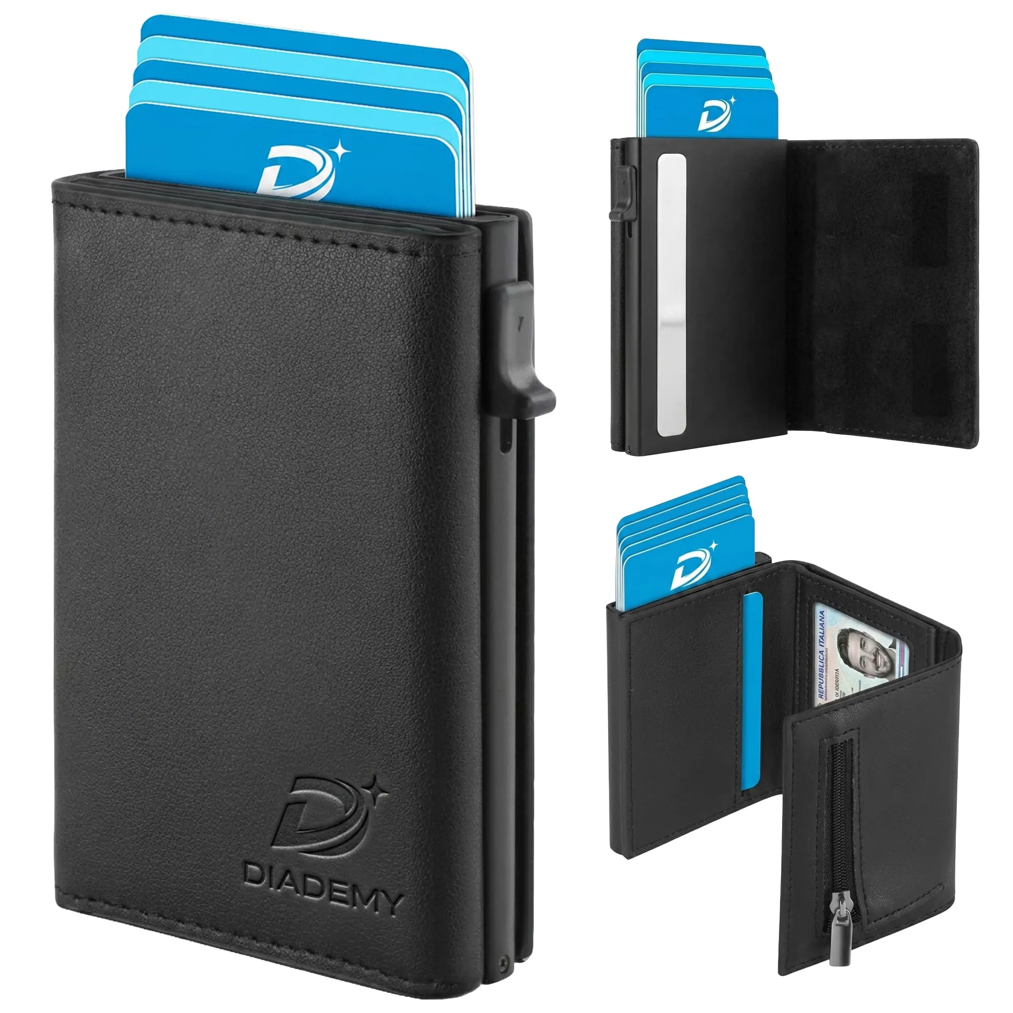 DIADEMY Portafoglio Uomo Slim in Microfibra, Porta Carte di Credito RFID/NFC - immagine 8