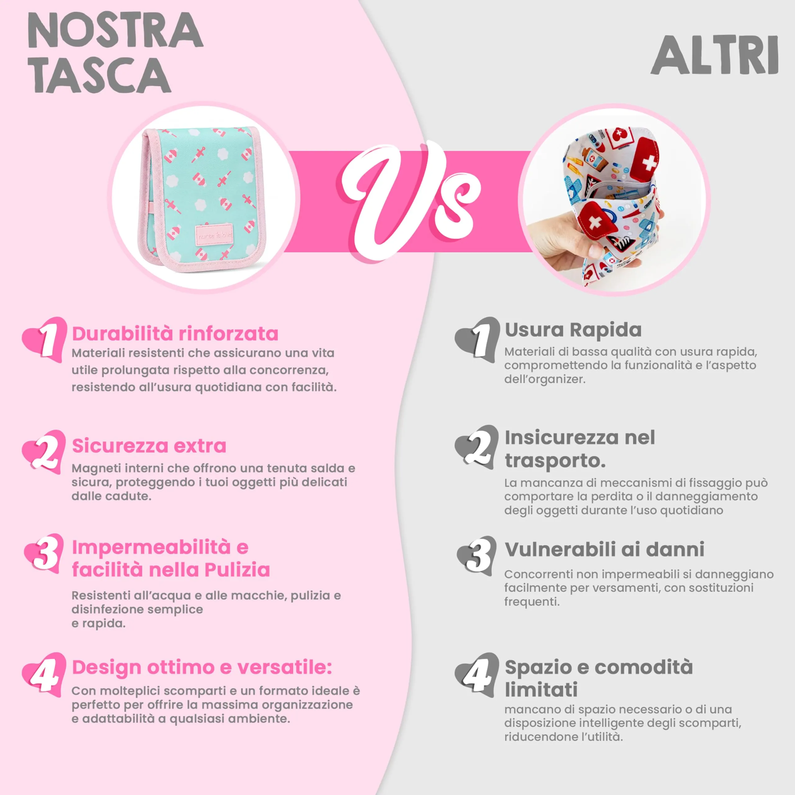 Nurse is Love Organizer da taschino magnetico per divisa sanitaria - Turchese Nuvole - immagine 6