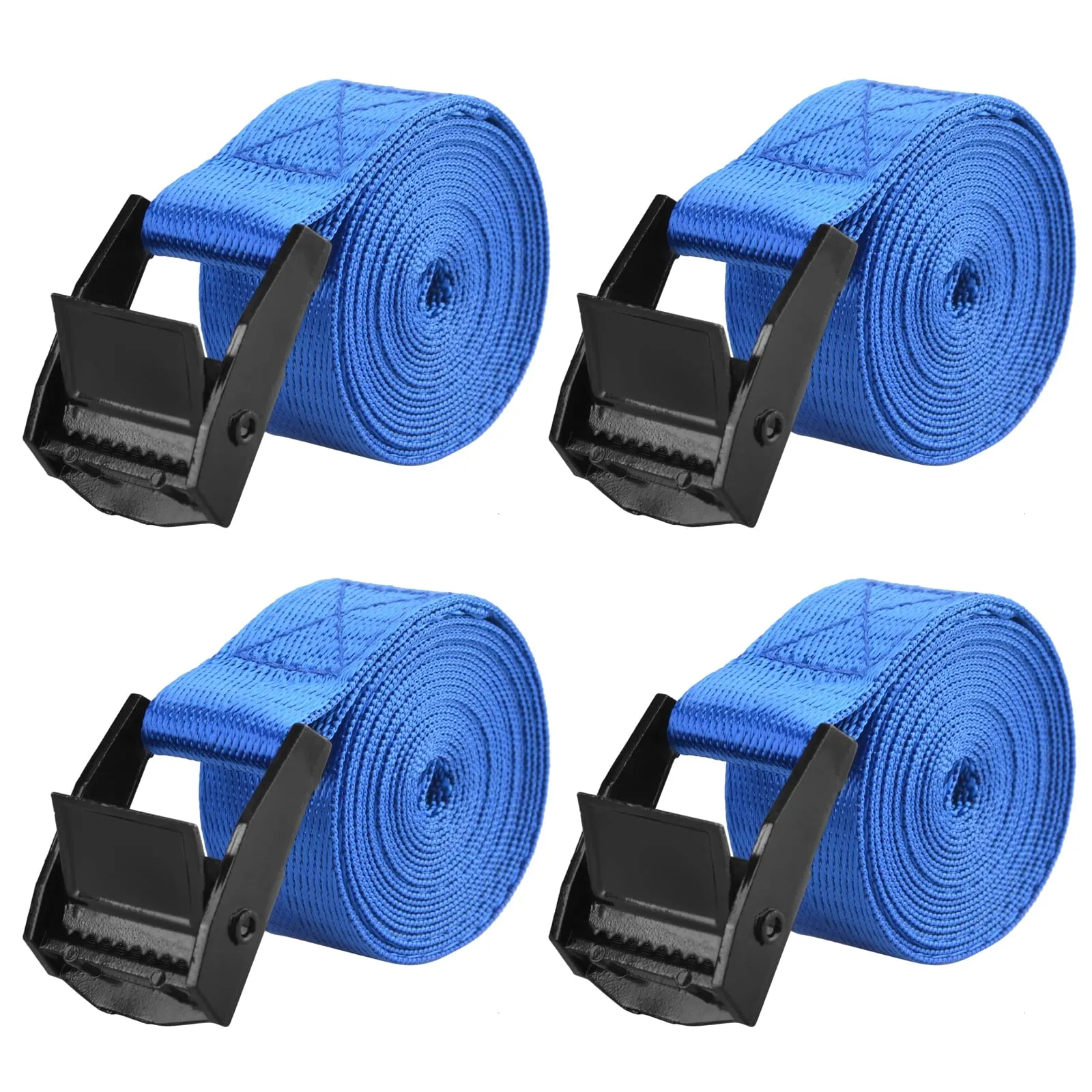 TRIWONDER Cinghie con fibbia a camma, 4 pezzi, 5 m x 25 mm, Blu - immagine 1
