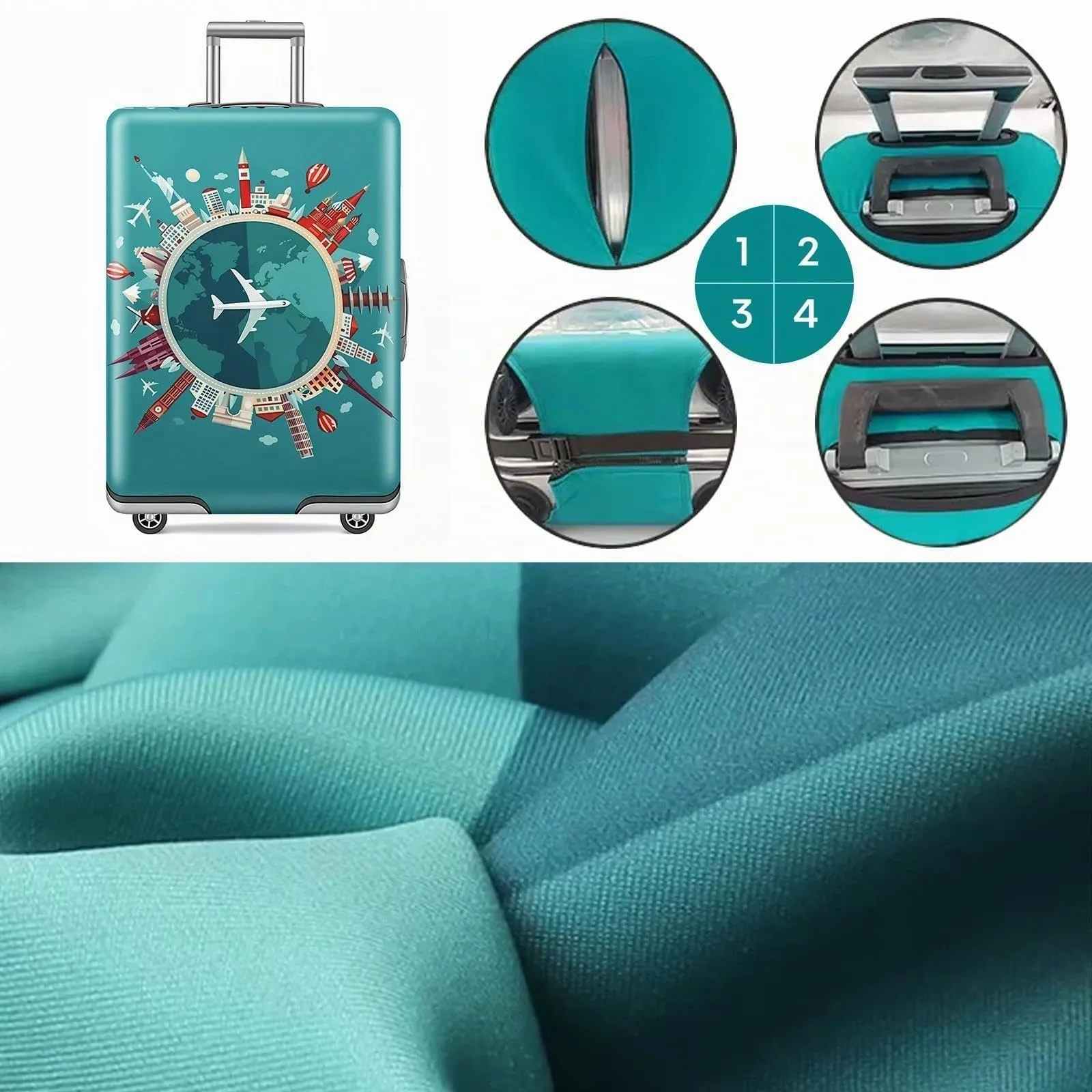 Dexpally Coprivaligia Elastica Riutilizzabile 25-28 Pollici, Motivo Aereo Verde - immagine 3