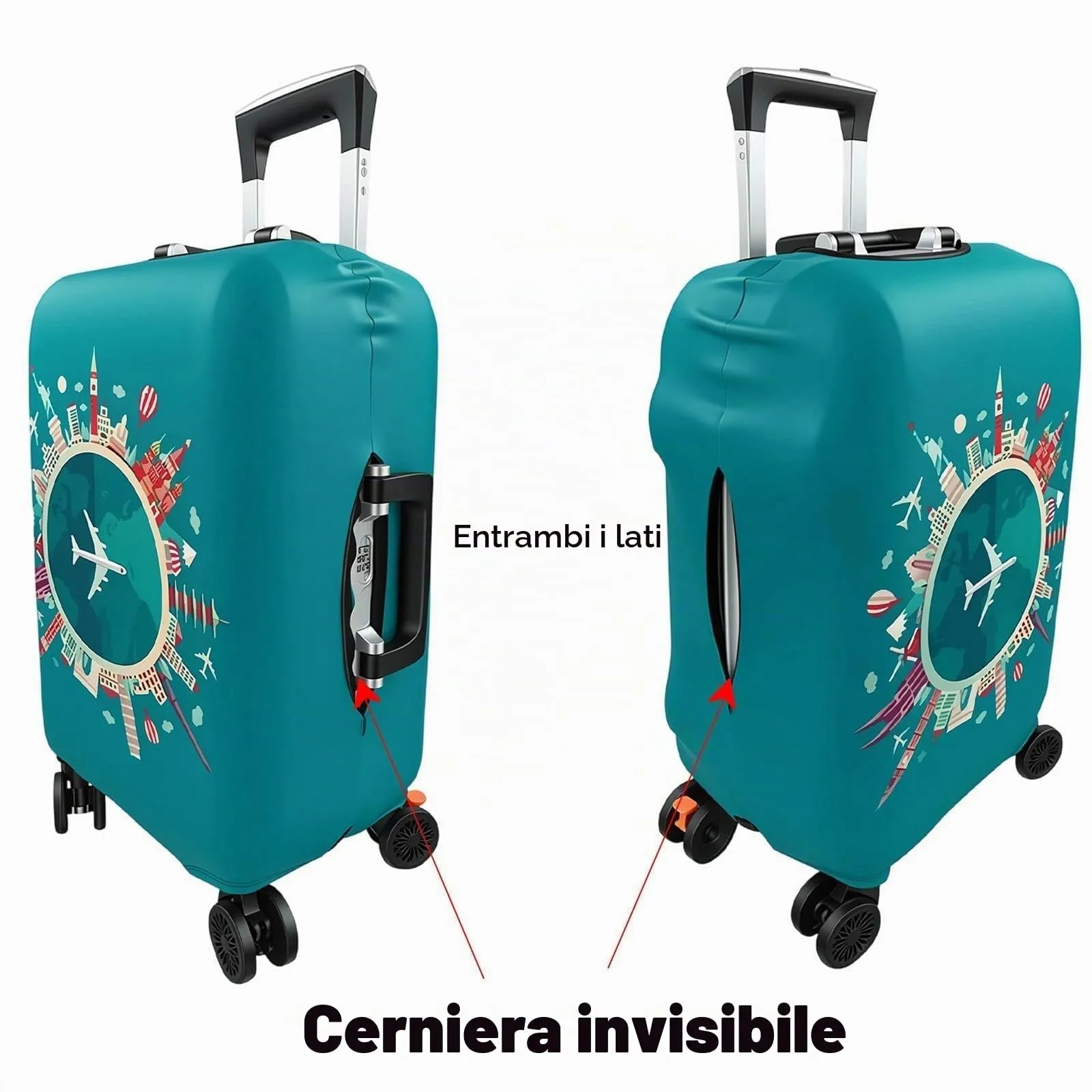 Dexpally Coprivaligia Elastica Riutilizzabile 25-28 Pollici, Motivo Aereo Verde - immagine 4