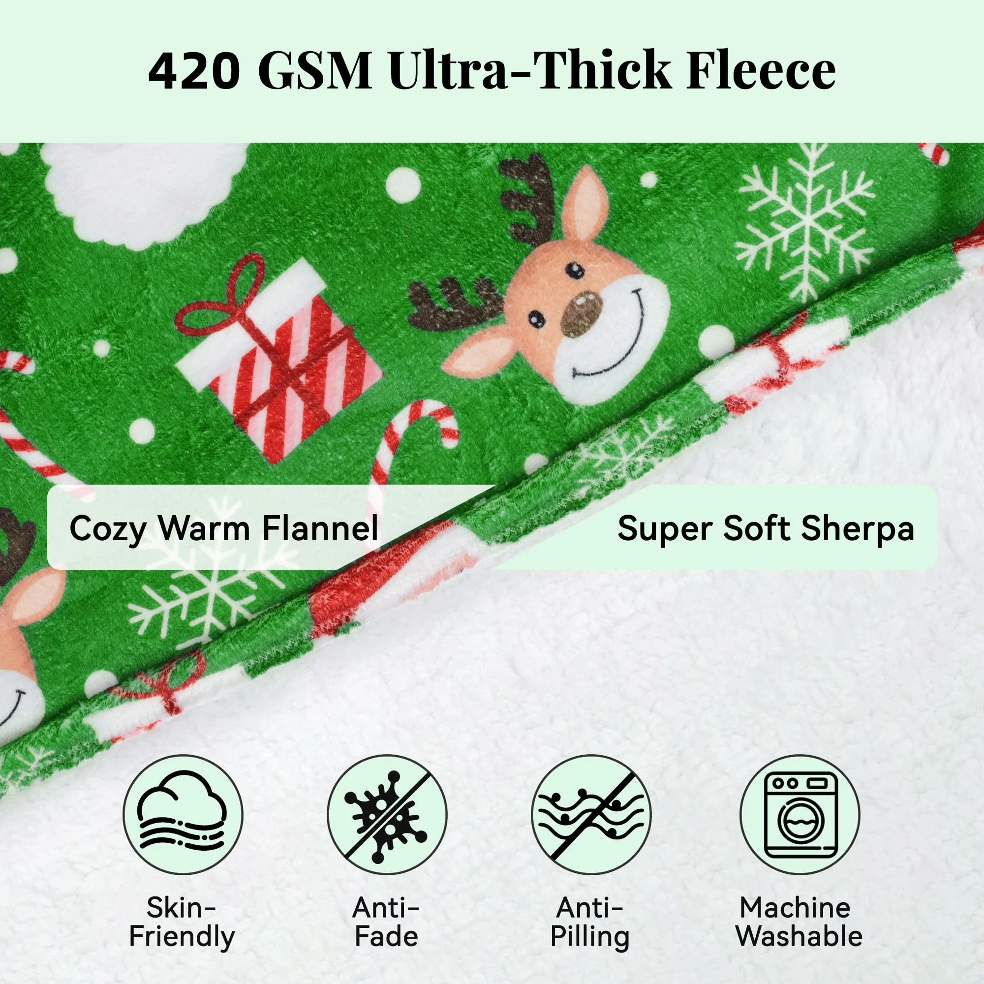 Queenshin Felpa Coperta con Cappuccio Oversize Babbo Natale per Donna e Uomo - immagine 3