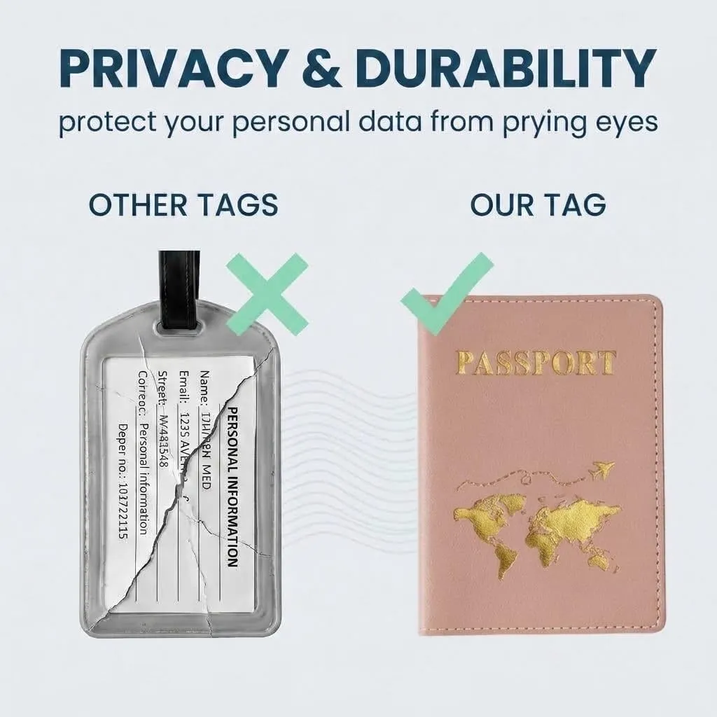 OIXEYA Set 4 Pezzi Porta Passaporto con Protezione RFID e 2 Etichette Valigia, Rosa e Azzurro - immagine 5