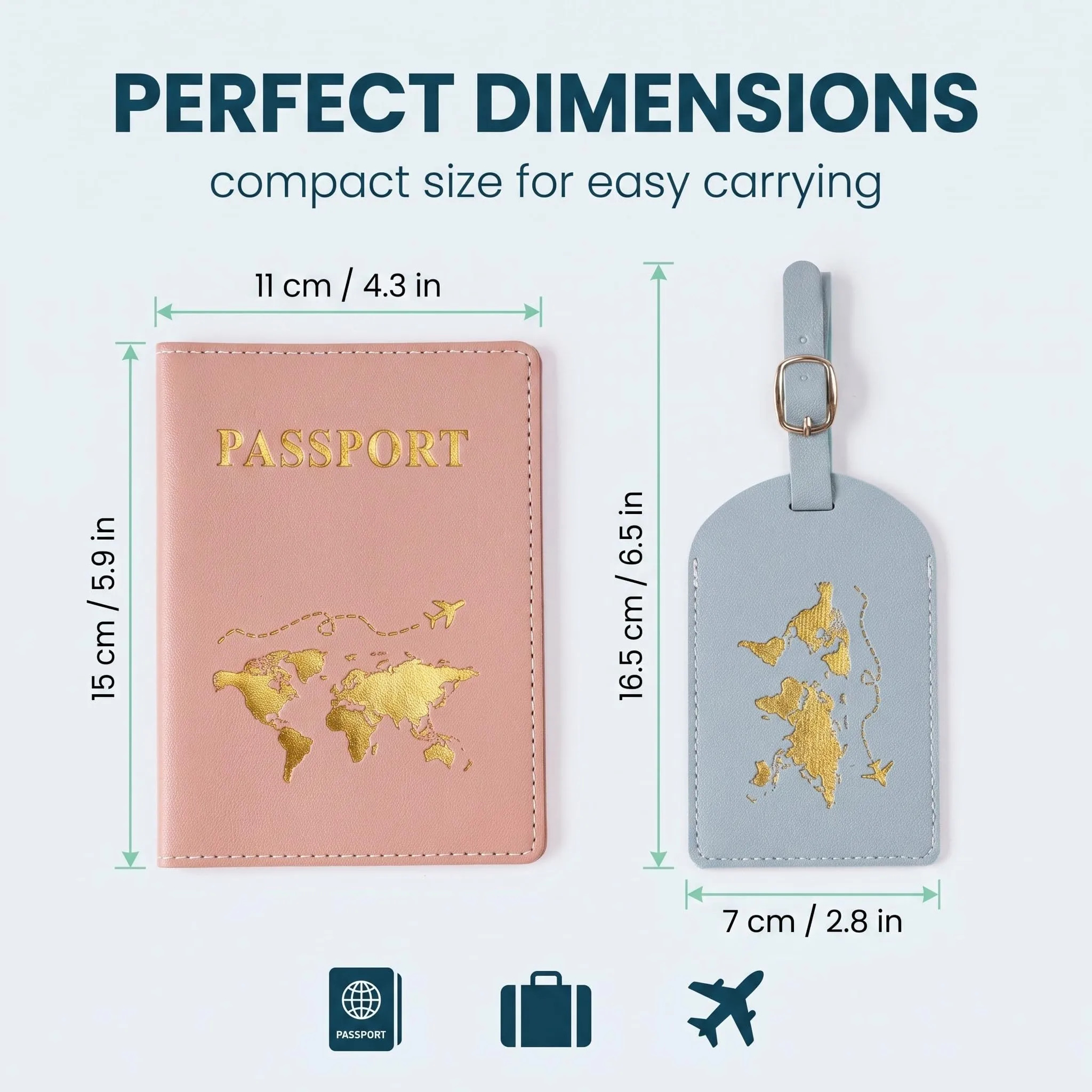 OIXEYA Set 4 Pezzi Porta Passaporto con Protezione RFID e 2 Etichette Valigia, Rosa e Azzurro - immagine 6