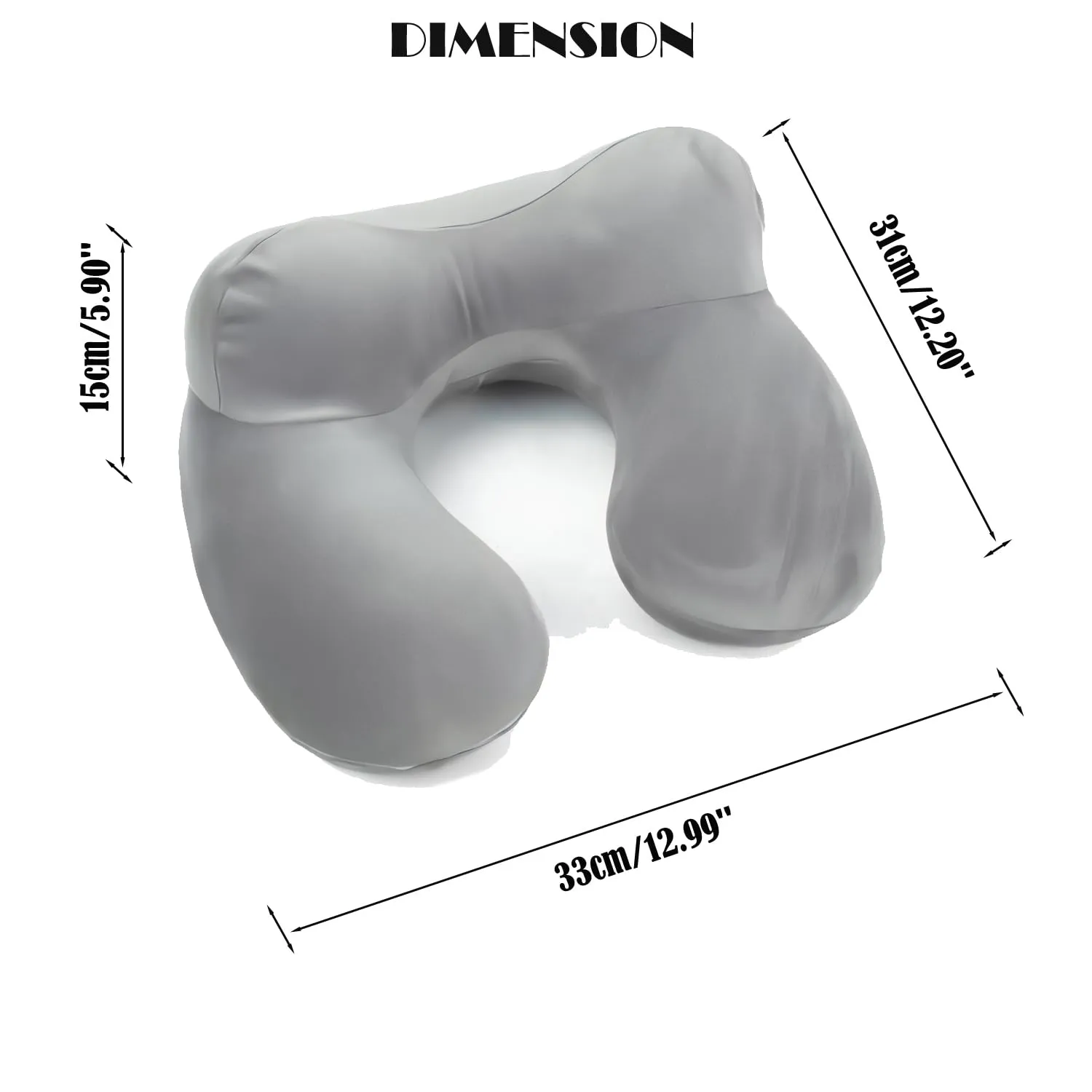 Constefire Cuscino da Viaggio Gonfiabile Ergonomico con Tappi per le Orecchie e Maschera per gli Occhi (Blu Grigio) - immagine 2