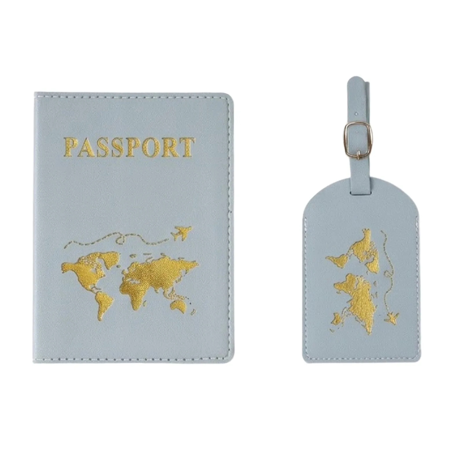 OIXEYA Porta Passaporto con Protezione RFID ed Etichetta Bagaglio, Set 2 Pezzi in Pelle PU, Blu - immagine 1
