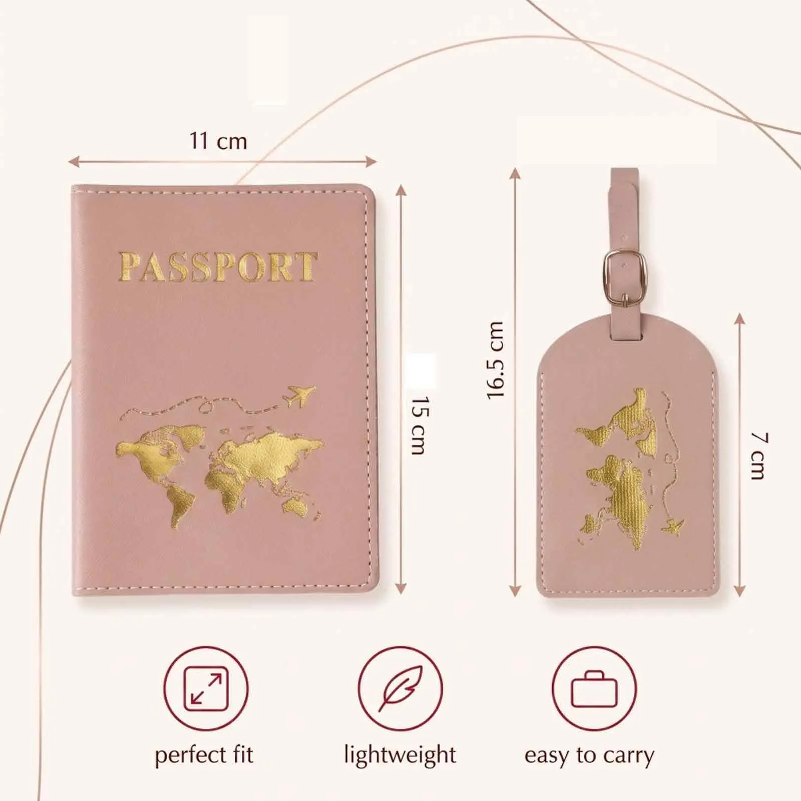 OIXEYA Porta Passaporto e Etichetta Bagaglio con Protezione RFID, Rosa - immagine 5