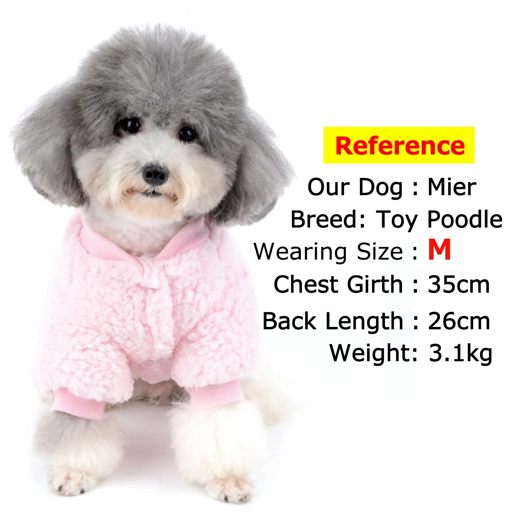 Zunea Cappotto Invernale in Pile per Cani e Gatti, Rose, S - immagine 3