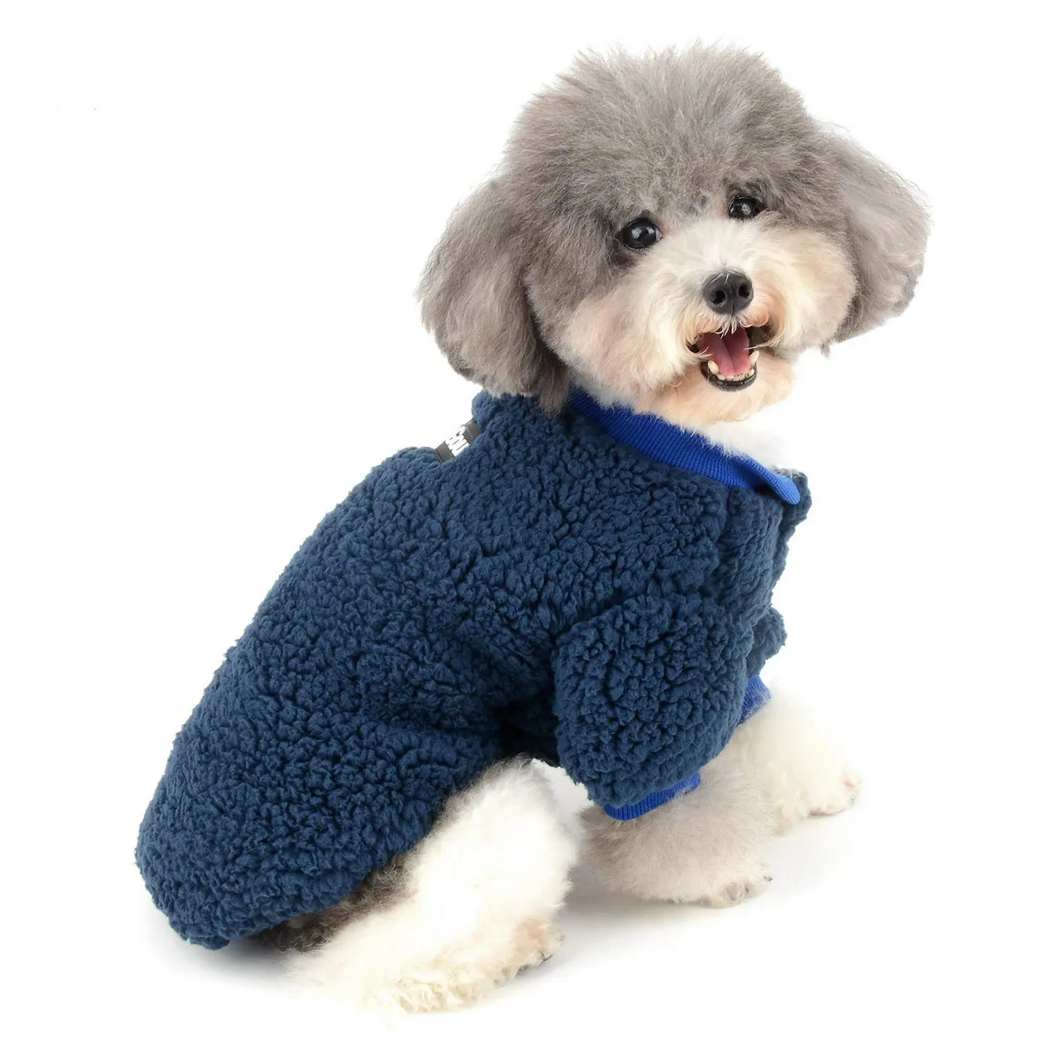 Zunea Cappotto Invernale in Pile per Cani e Gatti, Blu, XXL - immagine 1