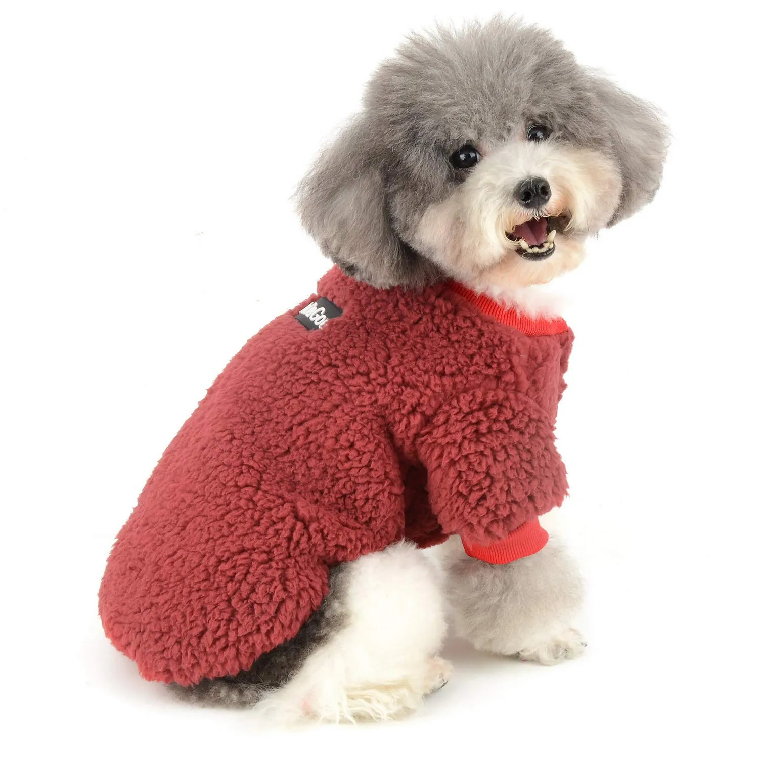 Zunea Cappotto Invernale in Pile per Cani e Gatti di Piccola Taglia, Rosso, S - immagine 1
