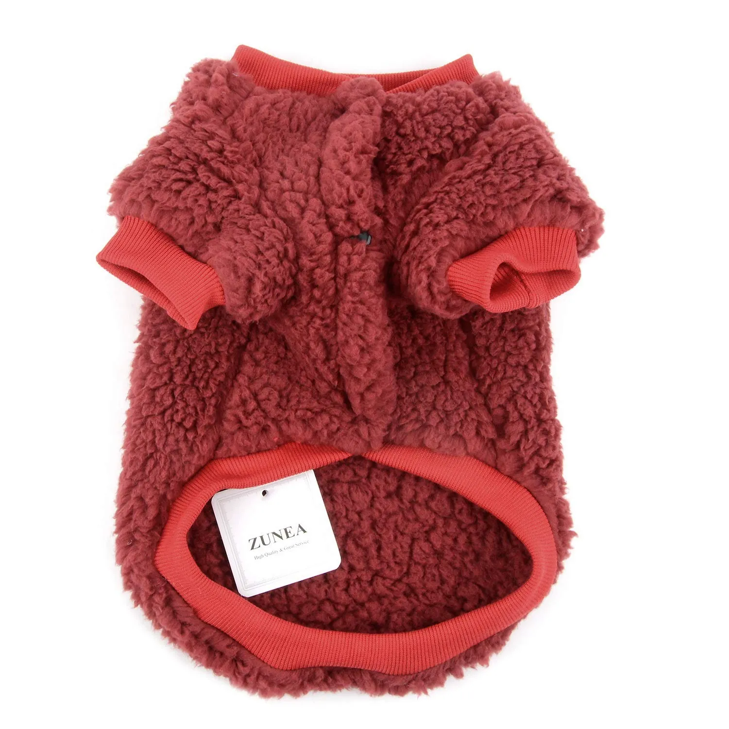 Zunea Cappotto Invernale in Pile per Cani e Gatti di Piccola Taglia, Rosso, S - immagine 4