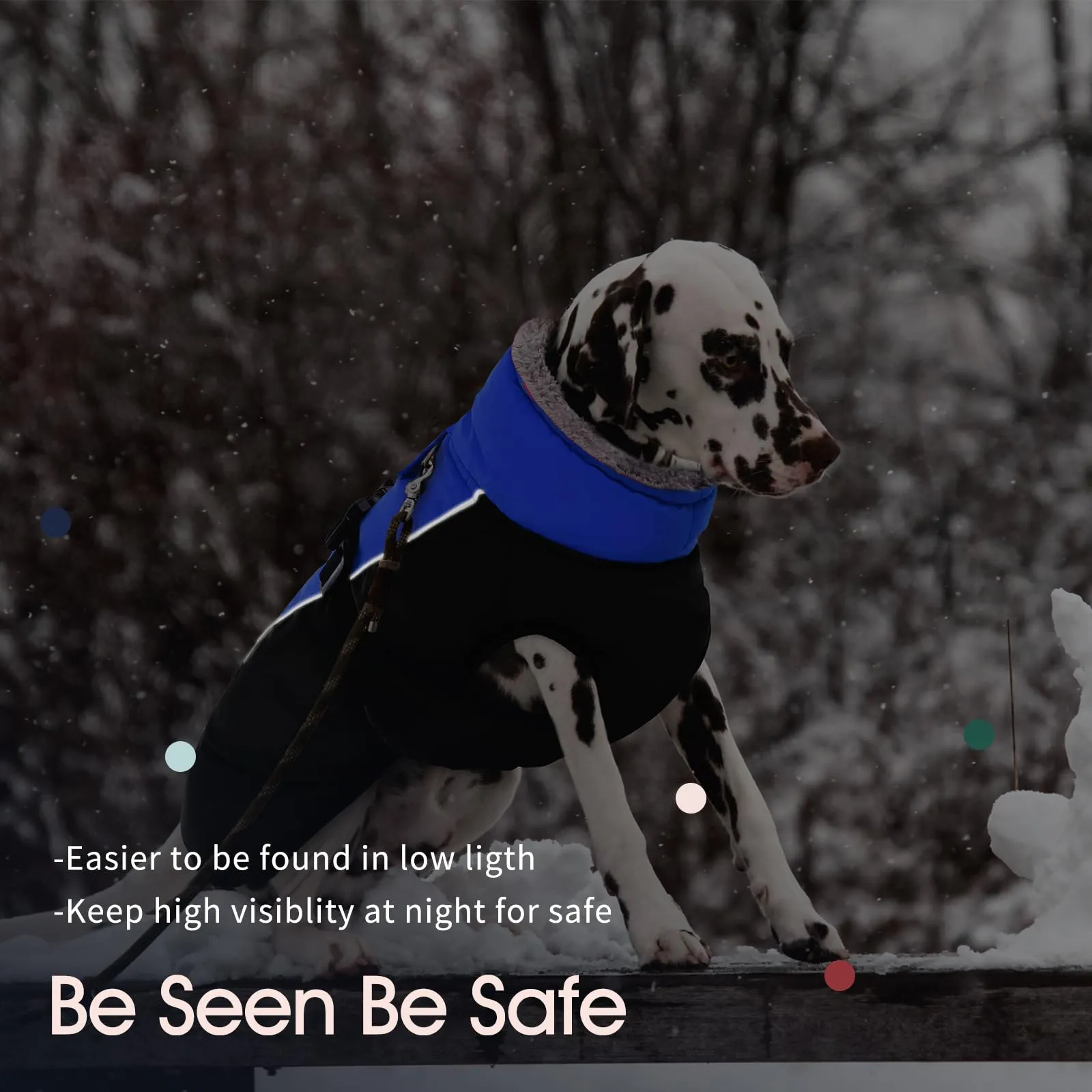 IECOii Cappotto Invernale per Cani Impermeabile e Antivento con Fodera in Pile e Strisce Riflettenti - immagine 5