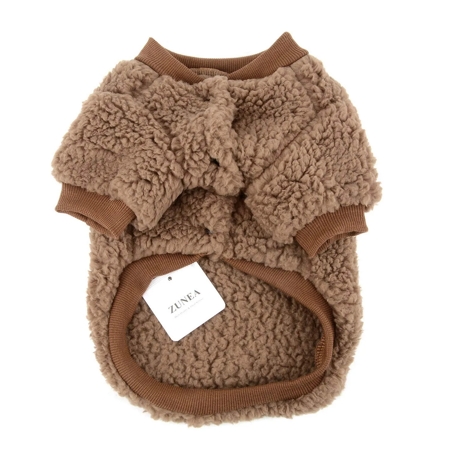 Zunea Cappotto Invernale in Pile per Cani e Gatti, Marrone, M - immagine 5