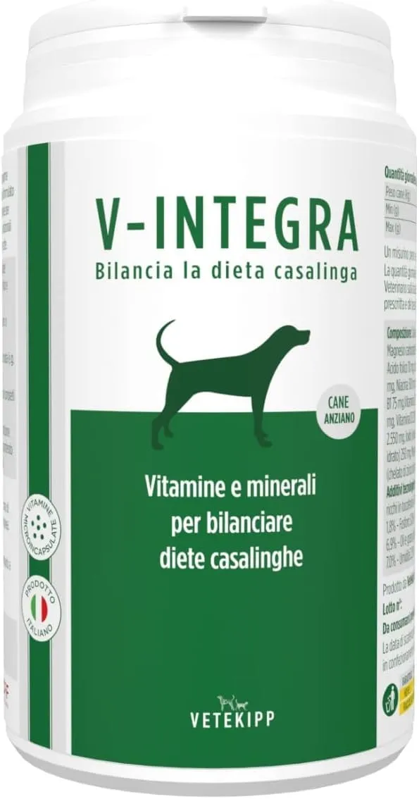 V-INTEGRA Cane Anziano, Integratore Multivitaminico per Dieta Casalinga e BARF, 200g - immagine 1