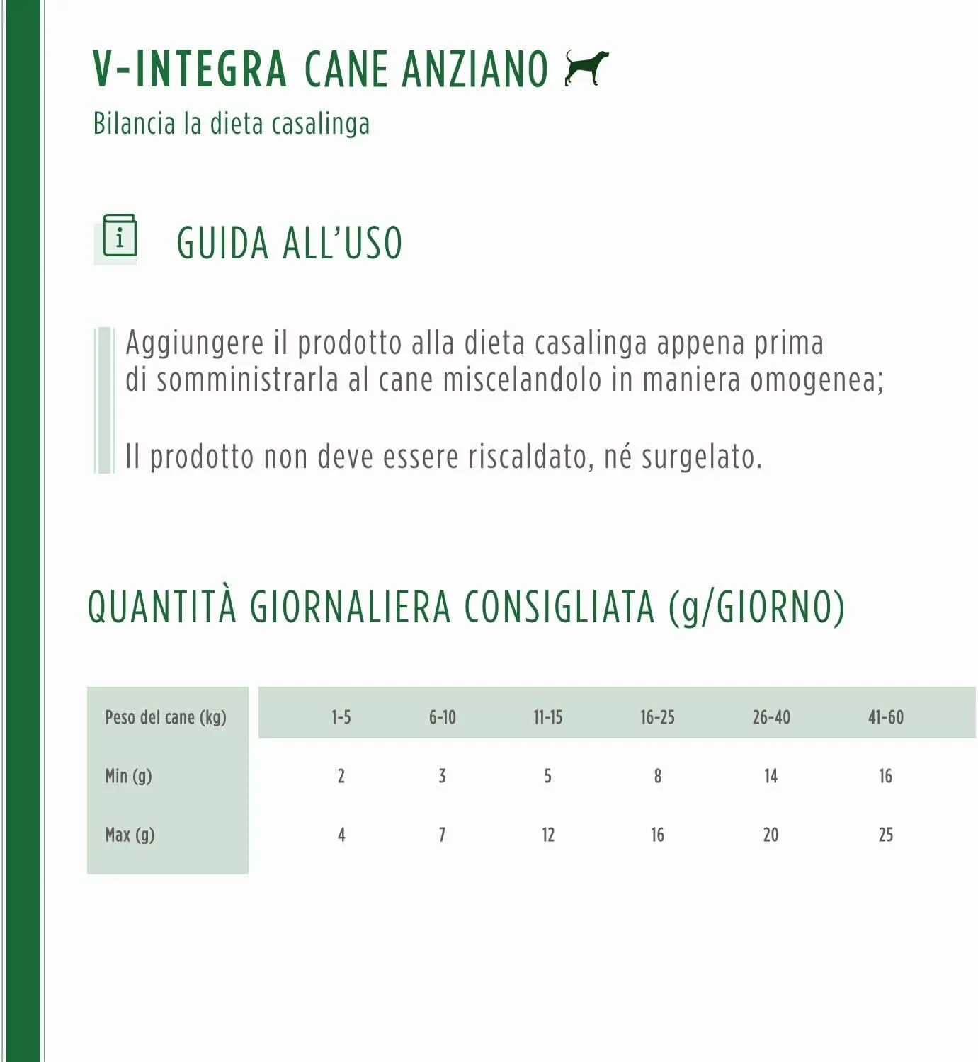 V-INTEGRA Cane Anziano, Integratore Multivitaminico per Dieta Casalinga e BARF, 200g - immagine 6