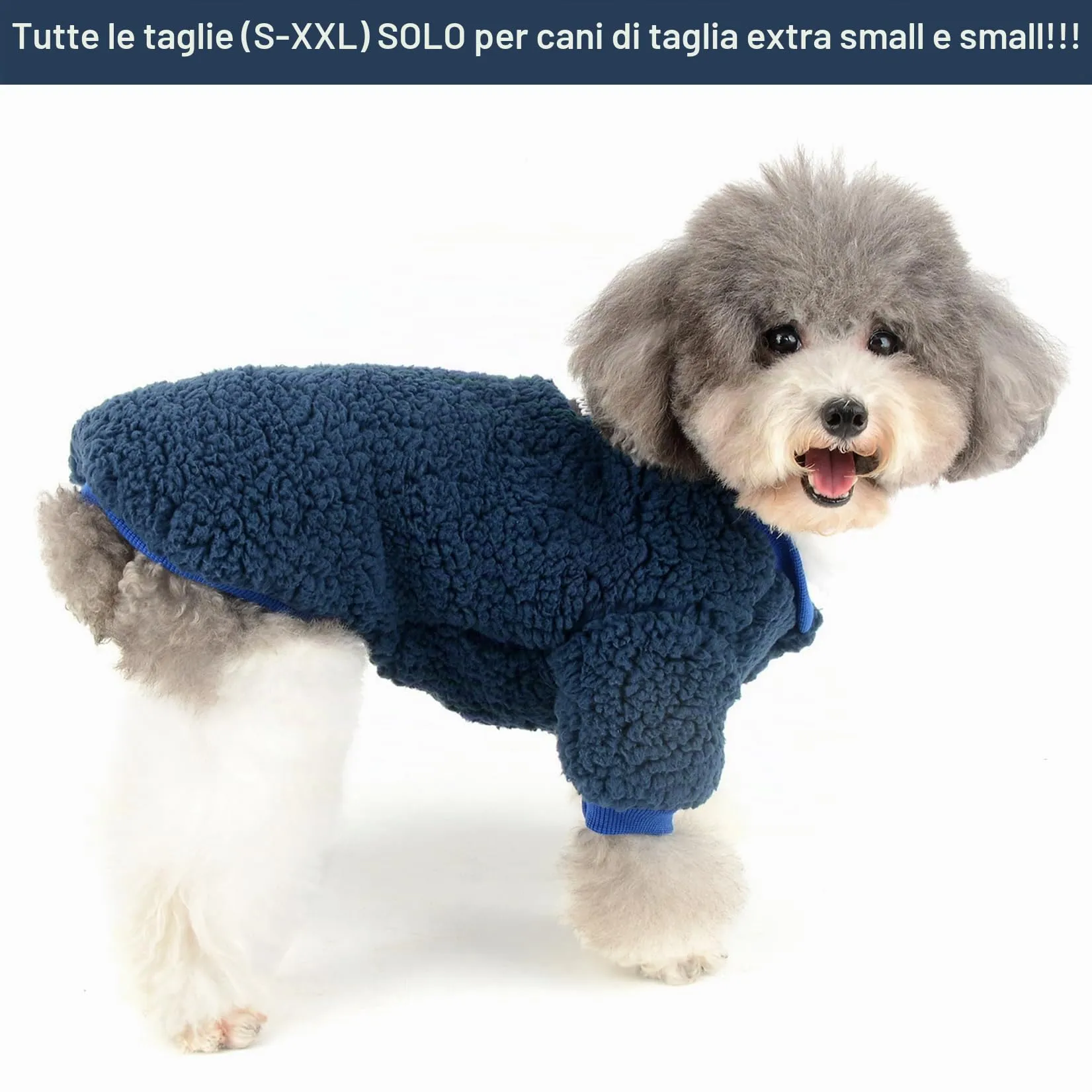 Zunea Cappotto Invernale in Pile per Cani e Gatti di Piccola Taglia, Blu, S - immagine 2