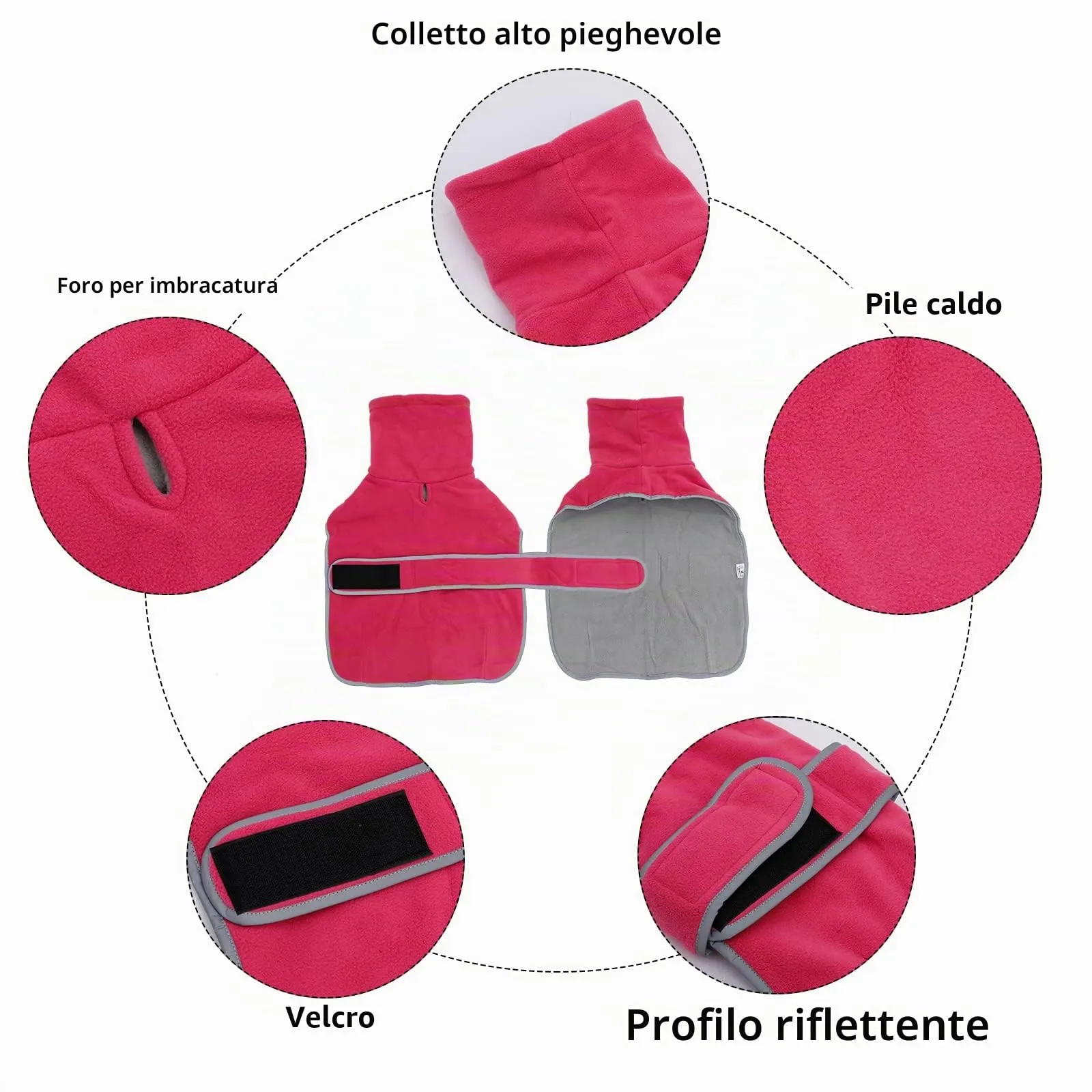 Geyecete Cappotto Invernale per Cani Bassotti con Fodera in Pile e Foro per Imbracatura, Rosa, S - immagine 3