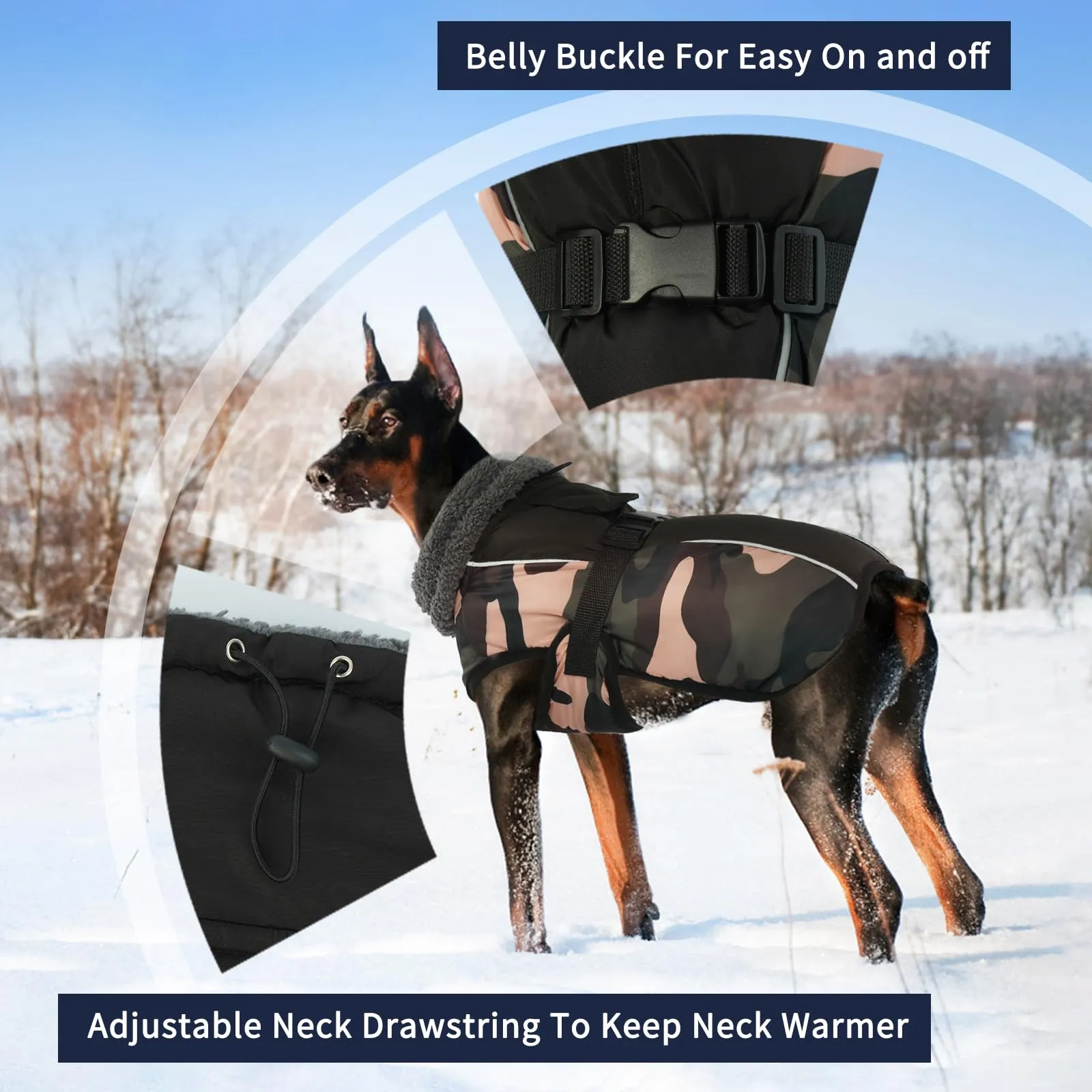 IECOii Cappotto invernale impermeabile e antivento per cani, taglia XXL, Camuffamento Verde - immagine 3