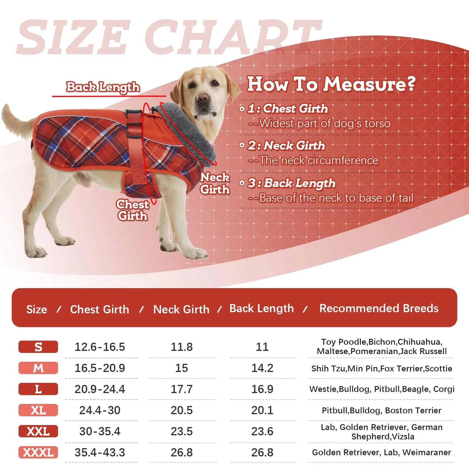 IECOii Cappotto Invernale per Cani Impermeabile e Antivento con Pile di Corallo, Taglia XL, Tartan Rosso - immagine 4