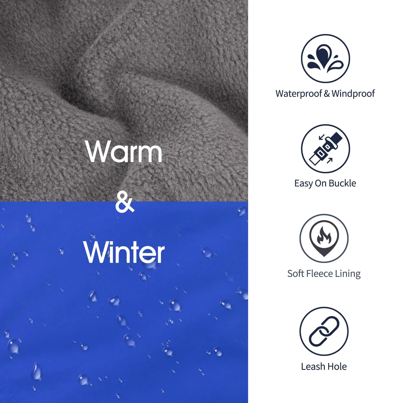 IECOii Cappotto invernale per cani impermeabile e antivento, taglia XXXL, Blu - immagine 4